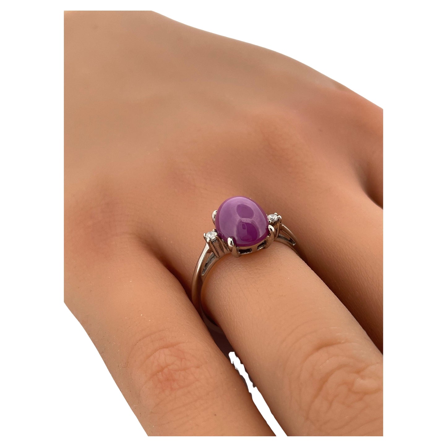 Star Ruby & 0.06ctw H SI1 Diamond Ring Set in 10K White Gold