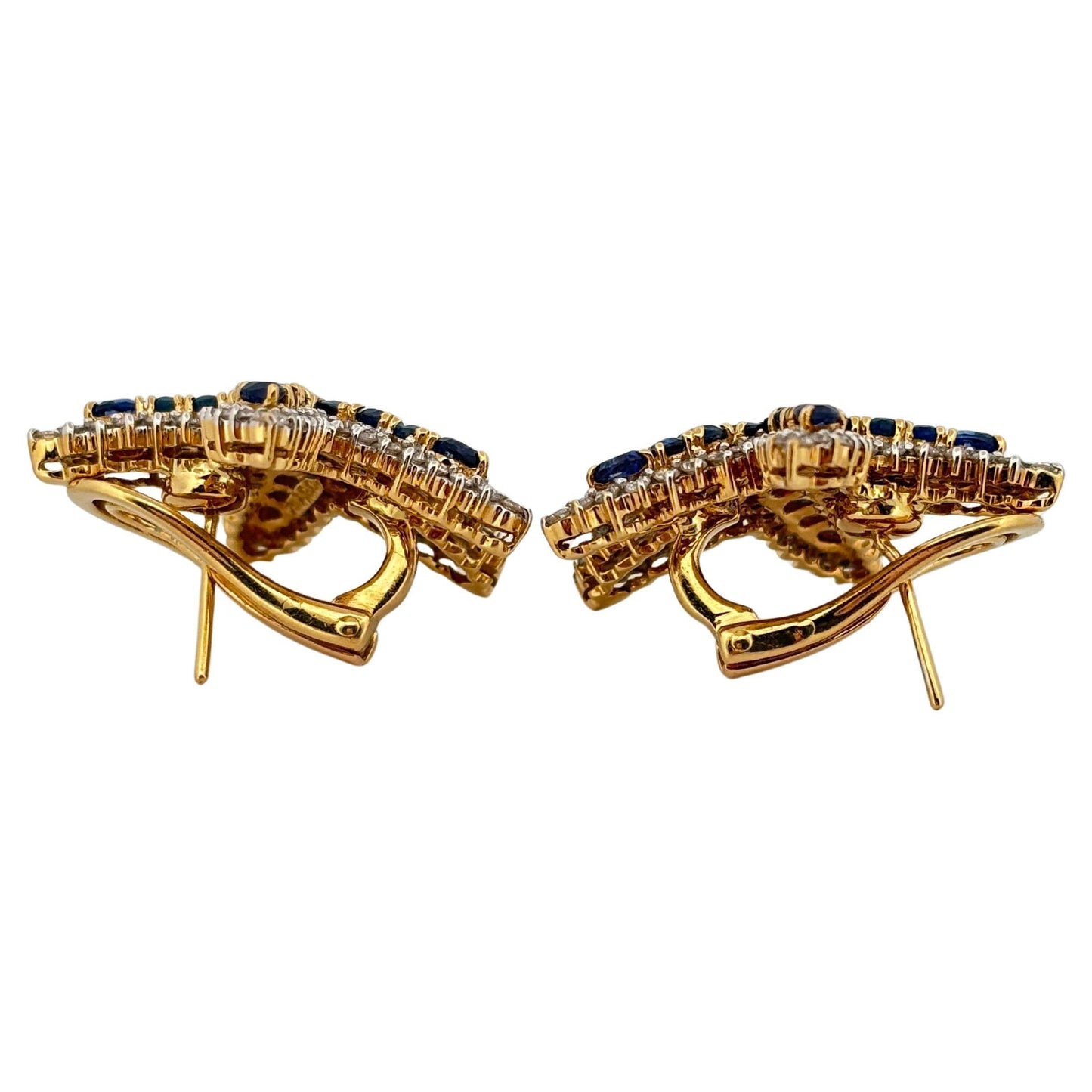 Starfish 18K Yellow Gold 6.60 Carat Sapphire 1.50 Carat Diamond Clip On Earrings