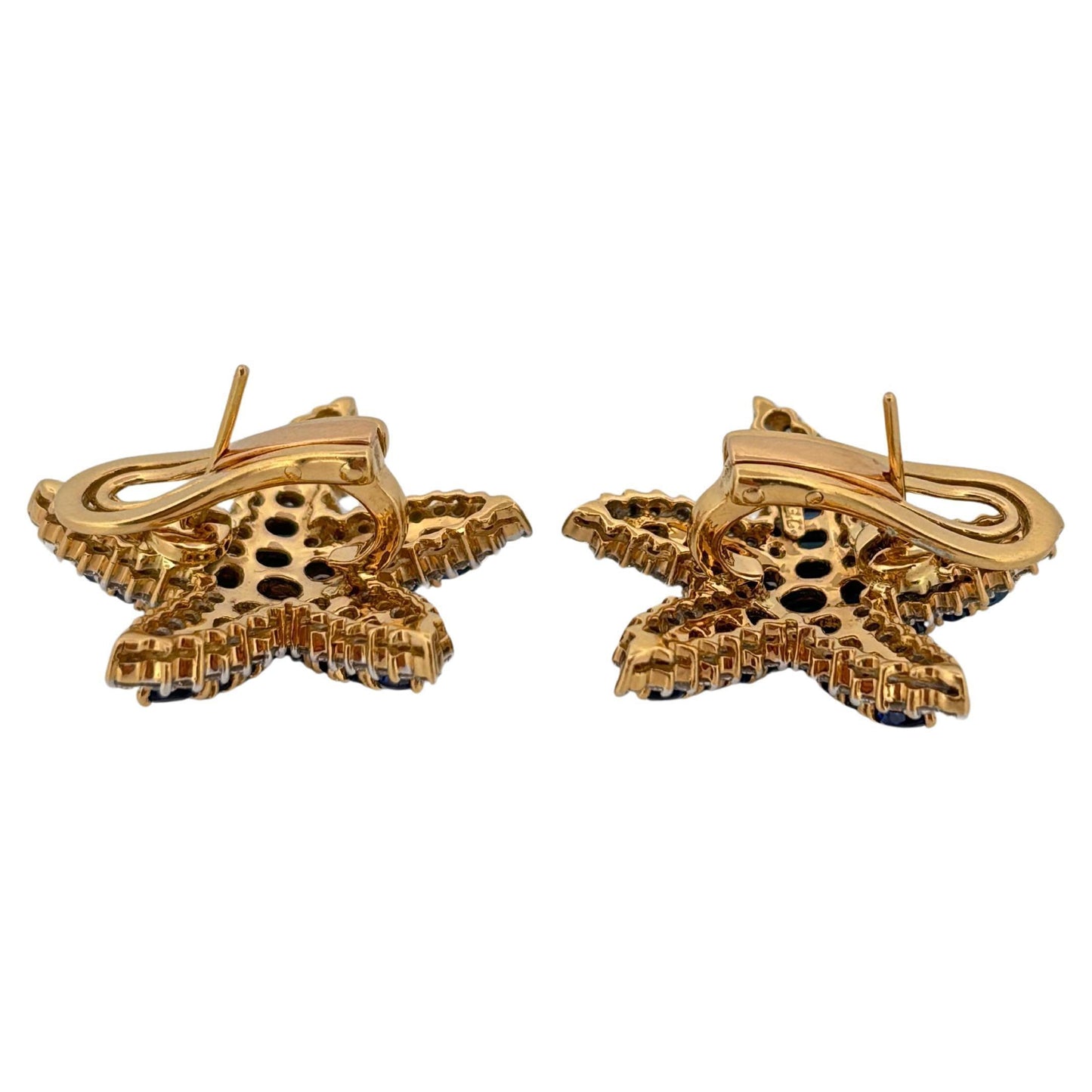 Starfish 18K Yellow Gold 6.60 Carat Sapphire 1.50 Carat Diamond Clip On Earrings