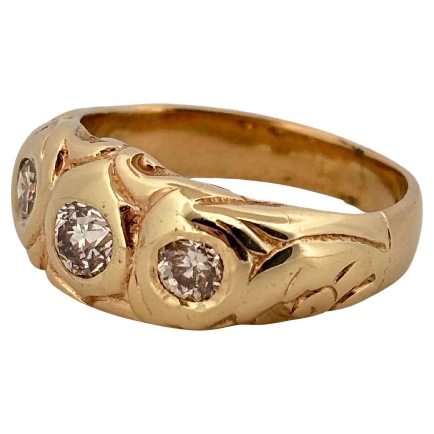 Three Stone Diamond 0.66ctw 14K Yellow Gold Band Ring