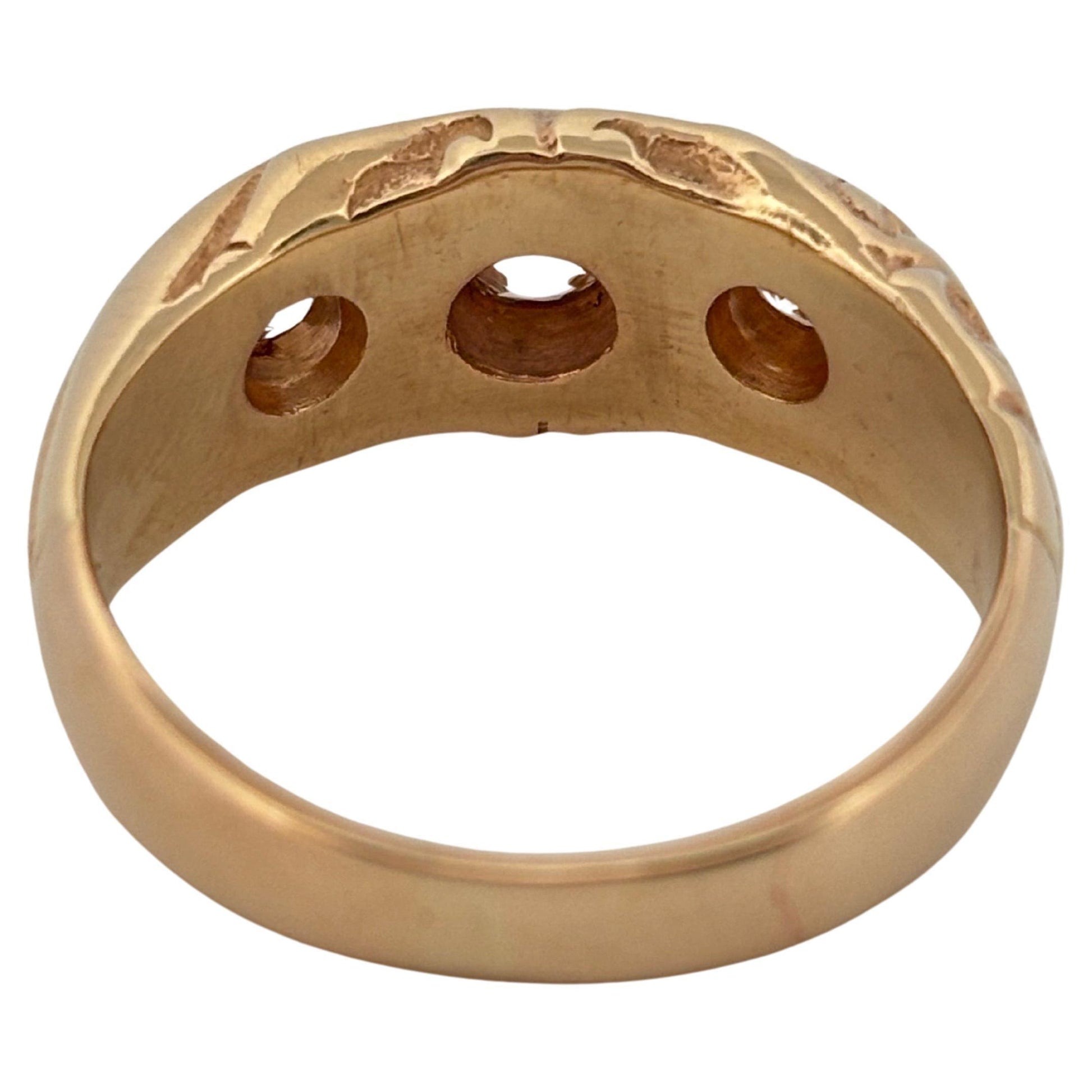 Three Stone Diamond 0.66ctw 14K Yellow Gold Band Ring