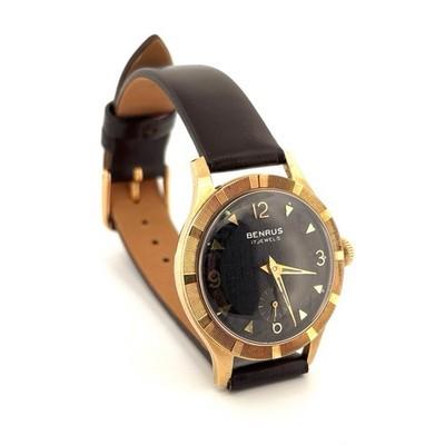 Vintage 1960s BENRUS 10K RGP 17J Manual Wind Men's Watch Serviced 33 Millimeter