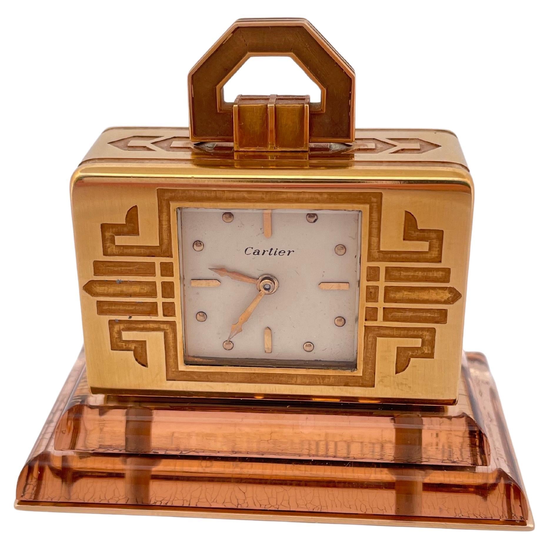 Vintage Cartier Table clock Done In 18K Yellow Gold
