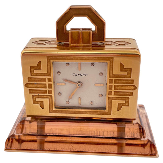 Vintage Cartier Table clock Done In 18K Yellow Gold