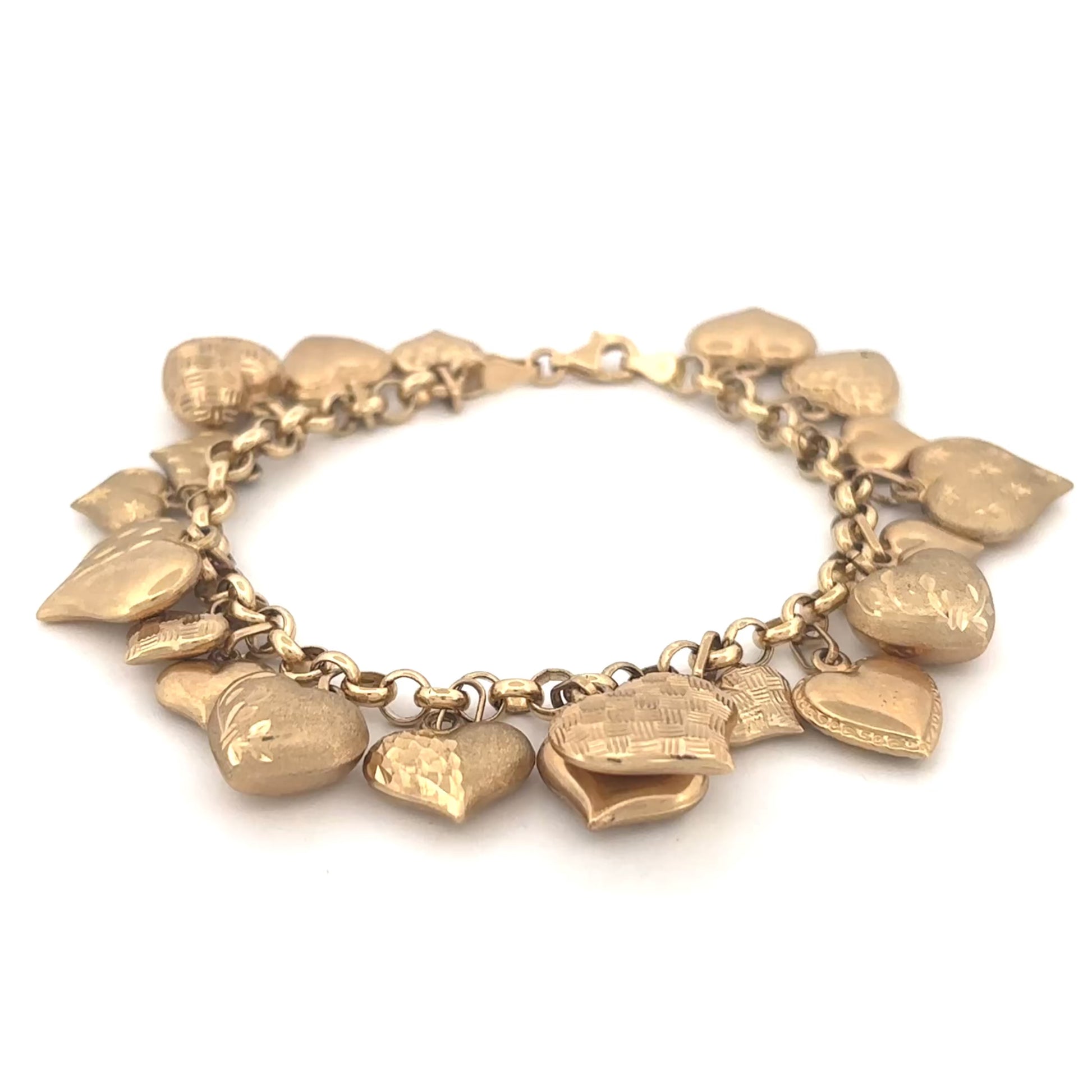 14K Heart Charm Bracelet