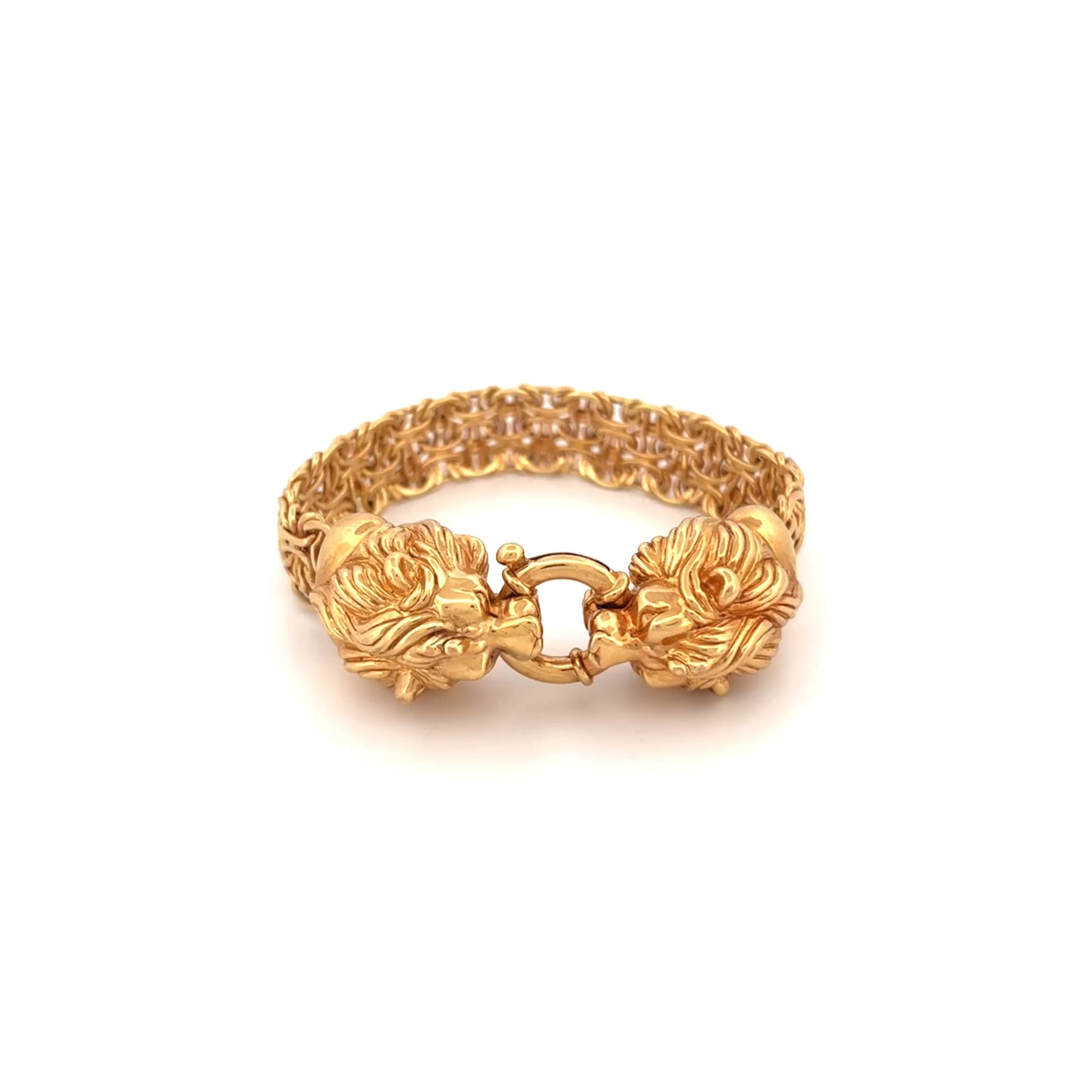 14k Dueling Lions Yellow Gold Bracelet