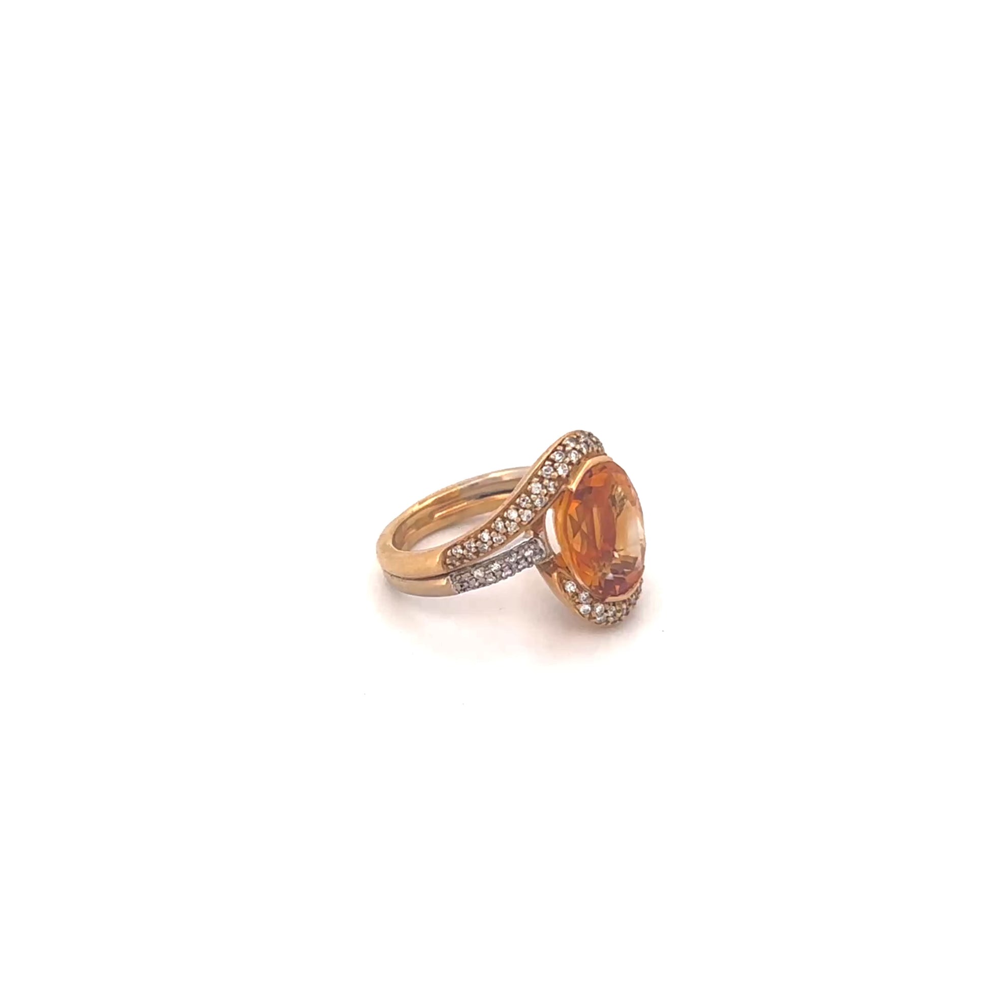 18K Yellow Gold Citrine Diamond Ring