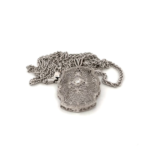 14K Filigree Diamond Necklace
