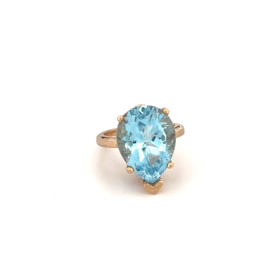 14K Pear Cut Topaz Ring