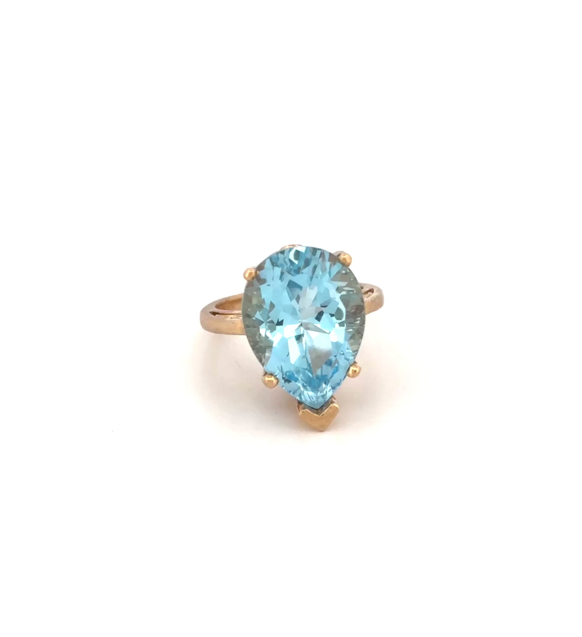 14K Pear Cut Topaz Ring