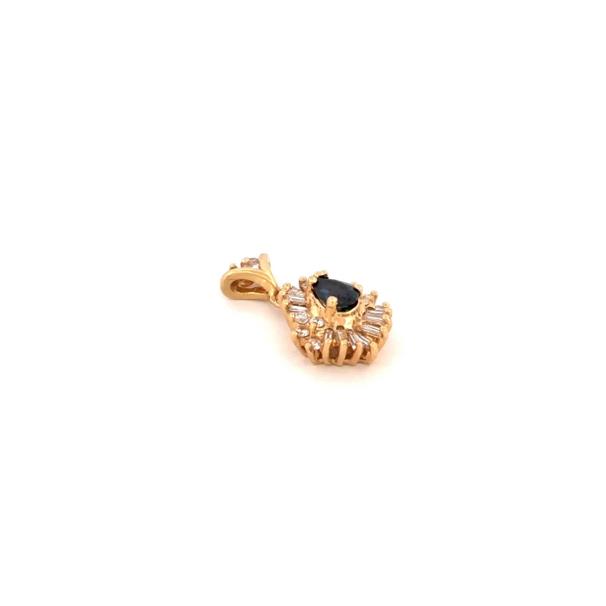 14K YG Sapphire & Diamond Pendant