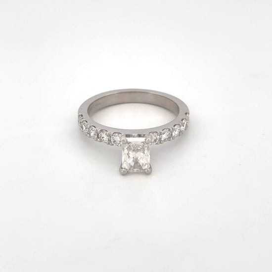 GIA 14K White Gold Diamond Ring LAB 0.96ct with 0.60ctw Band