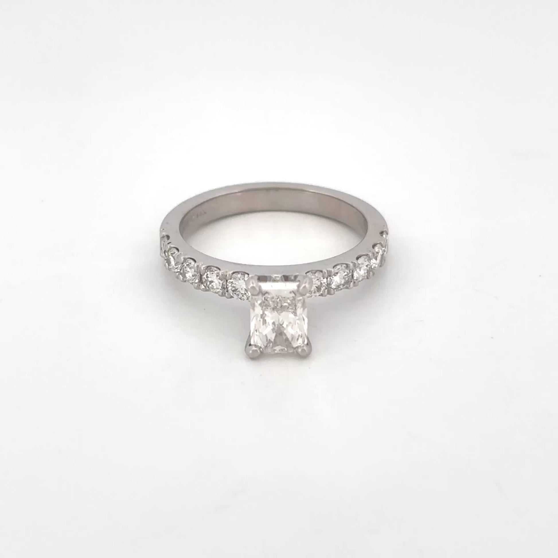GIA 14K White Gold Diamond Ring LAB 0.96ct with 0.60ctw Band
