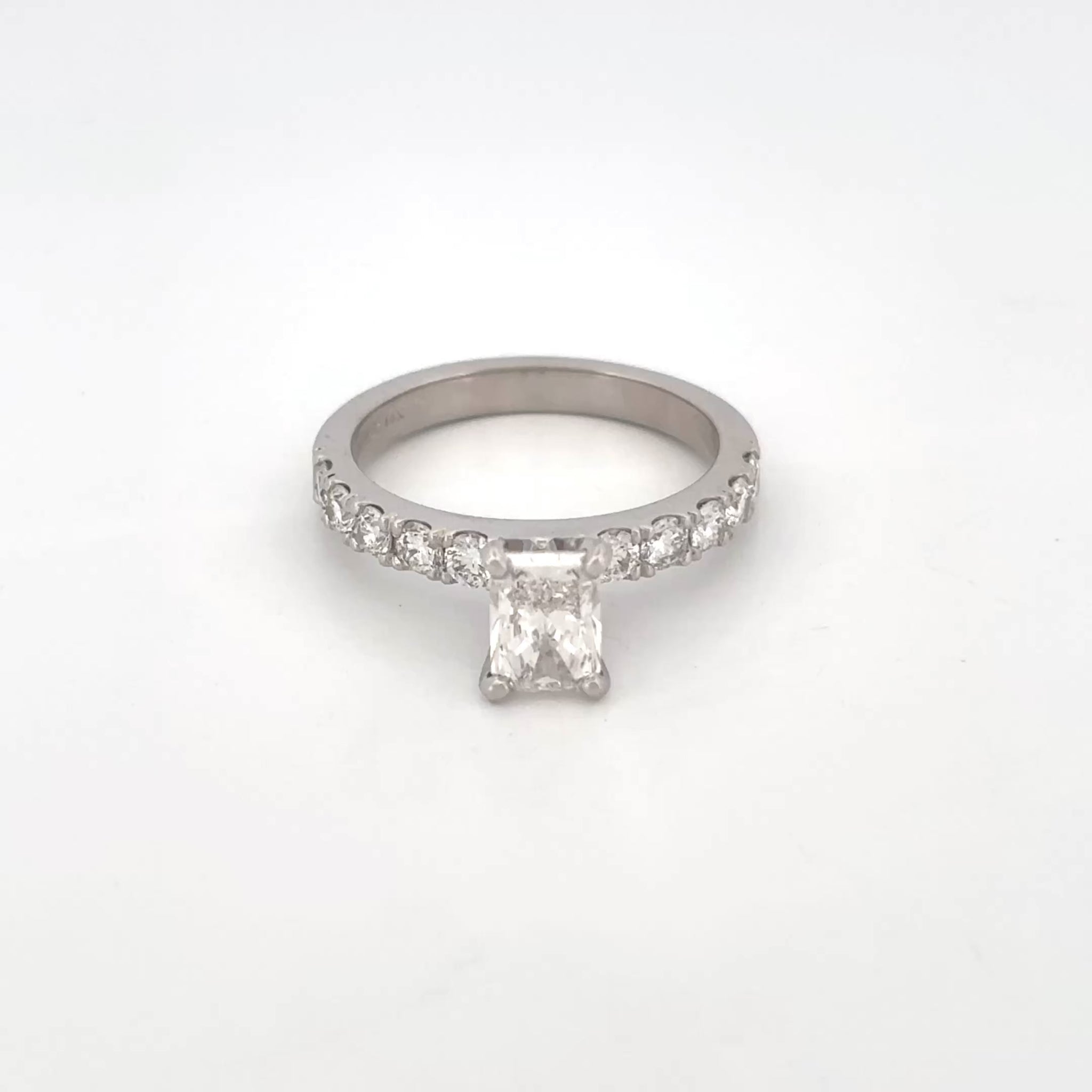 GIA 14K White Gold Diamond Ring LAB 0.96ct with 0.60ctw Band