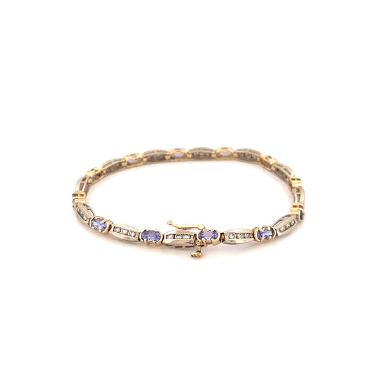 14K Two Tone Diamond & Tanzanite Bracelet