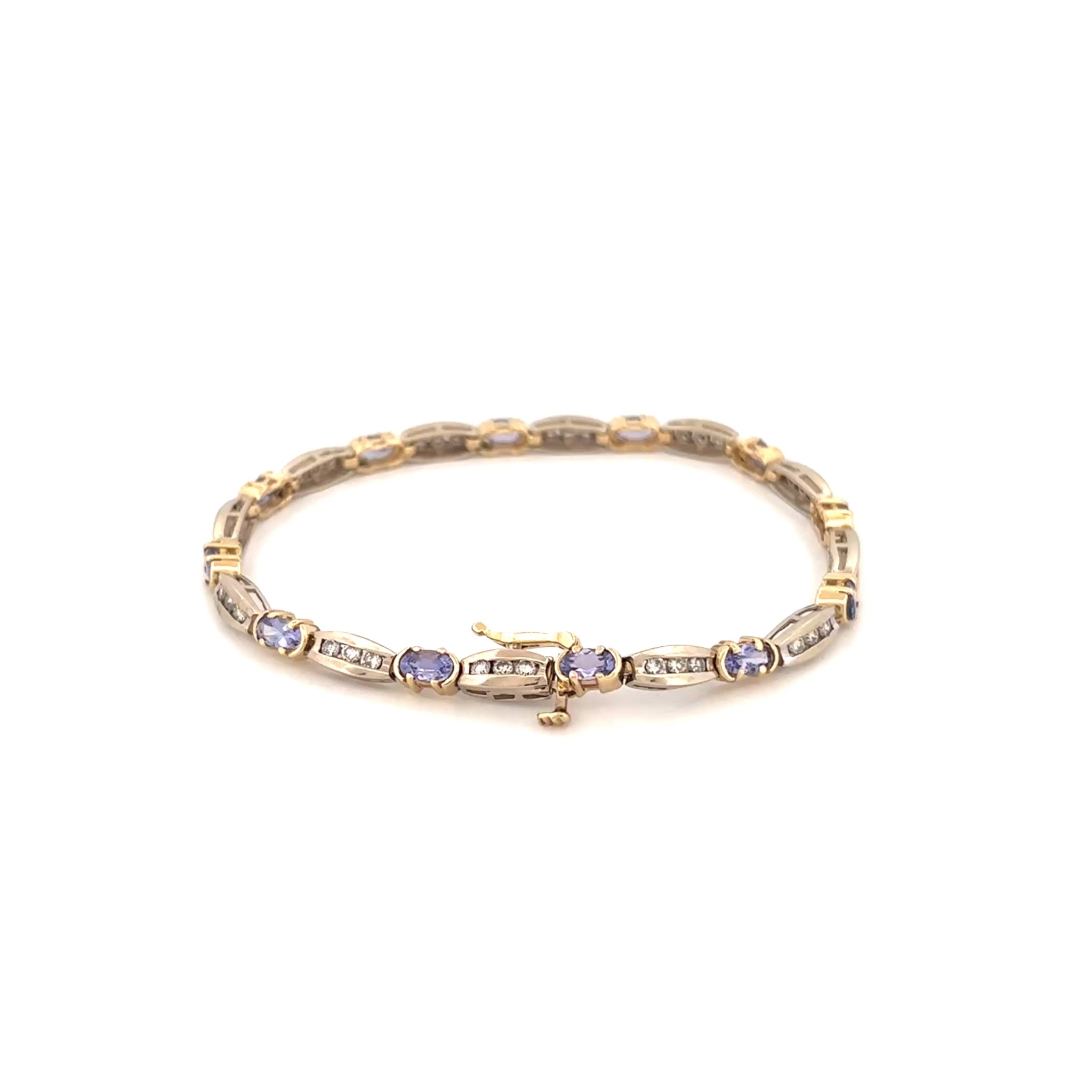 14K Two Tone Diamond & Tanzanite Bracelet
