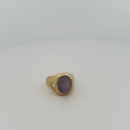 18K Yellow Gold Star Sapphire 12.0ct Diamond 0.76ctw G-H SI