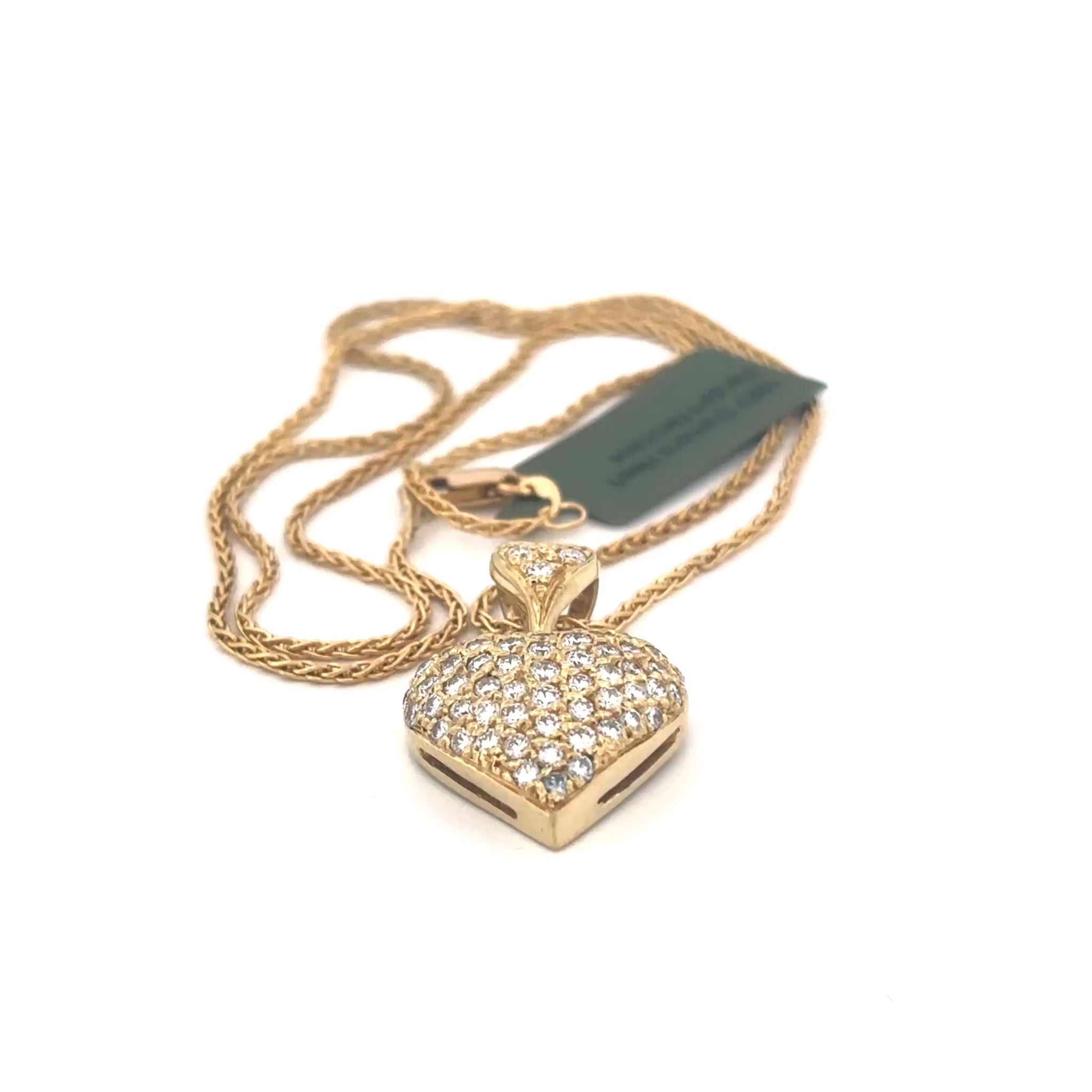 18K Yellow Gold Diamond Pave Necklace on a Rope Chain