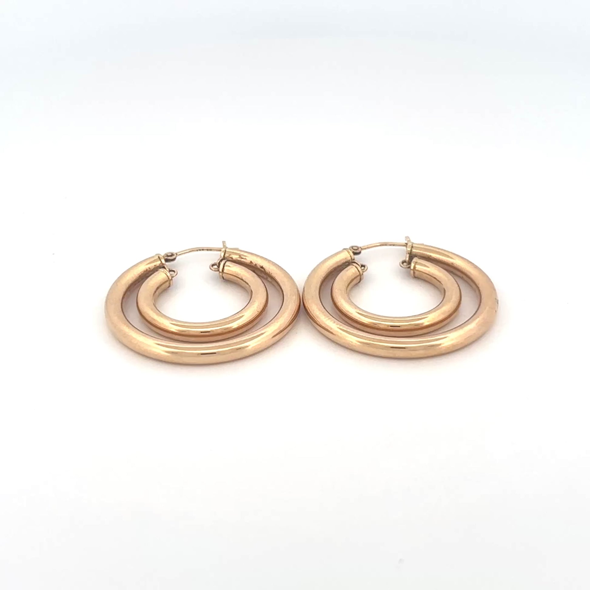 14K Yellow Gold Double Hoop Suspended Earrings