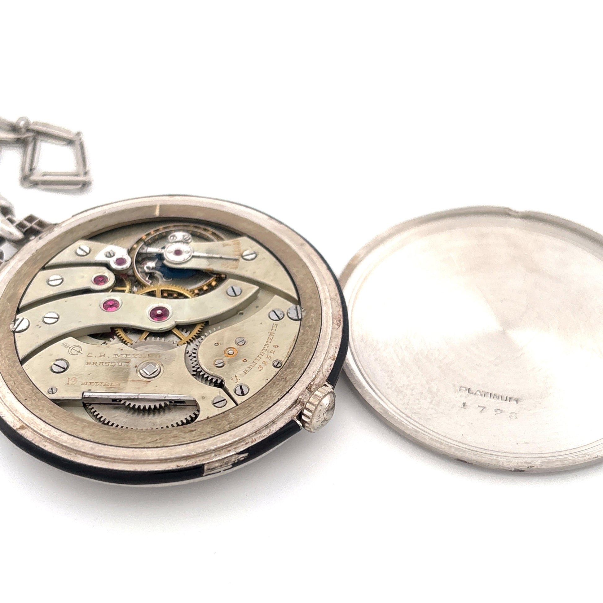 1920s Platinum Tiffany & Co. Diamond Pocket Watch with Chain