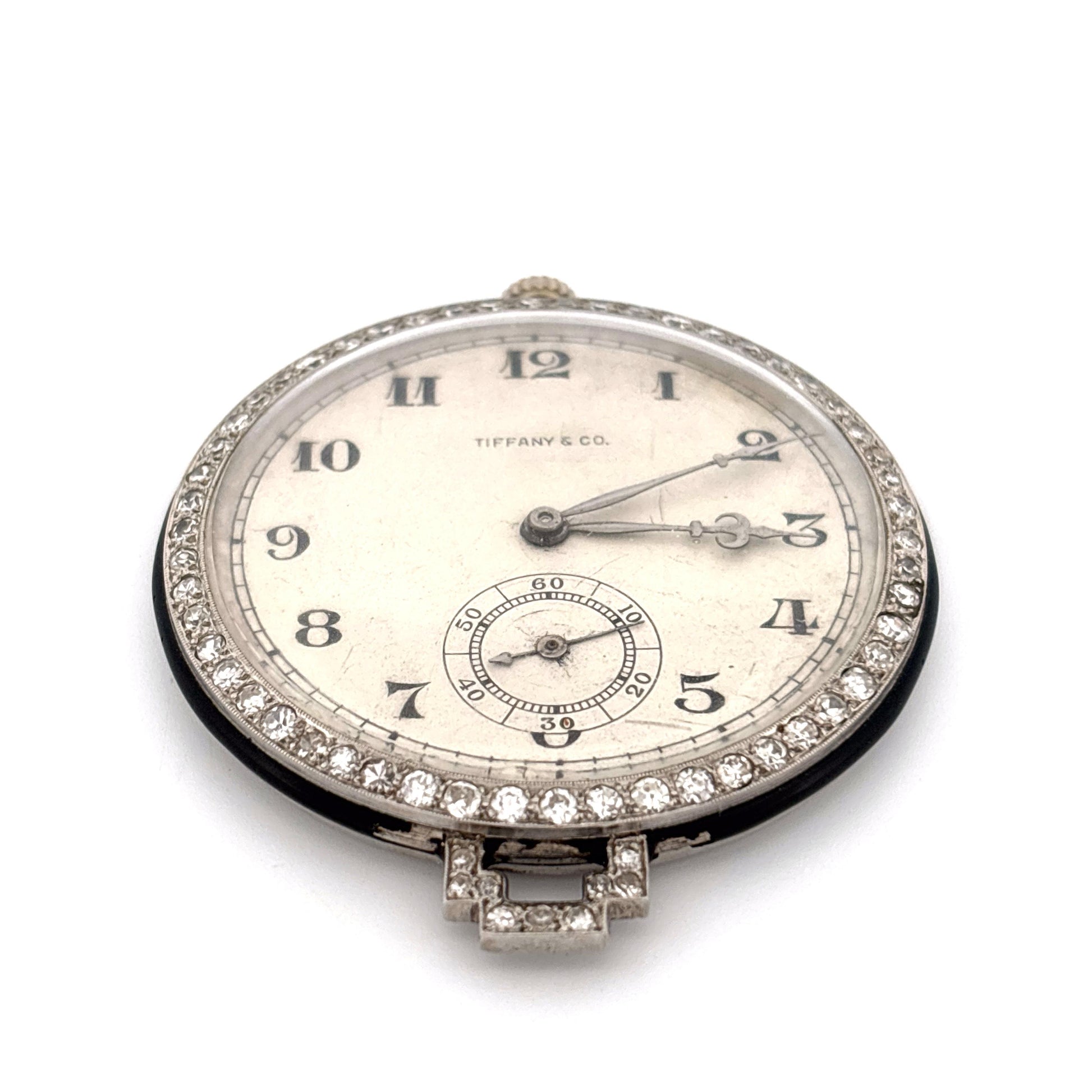 1920s Platinum Tiffany & Co. Diamond Pocket Watch with Chain