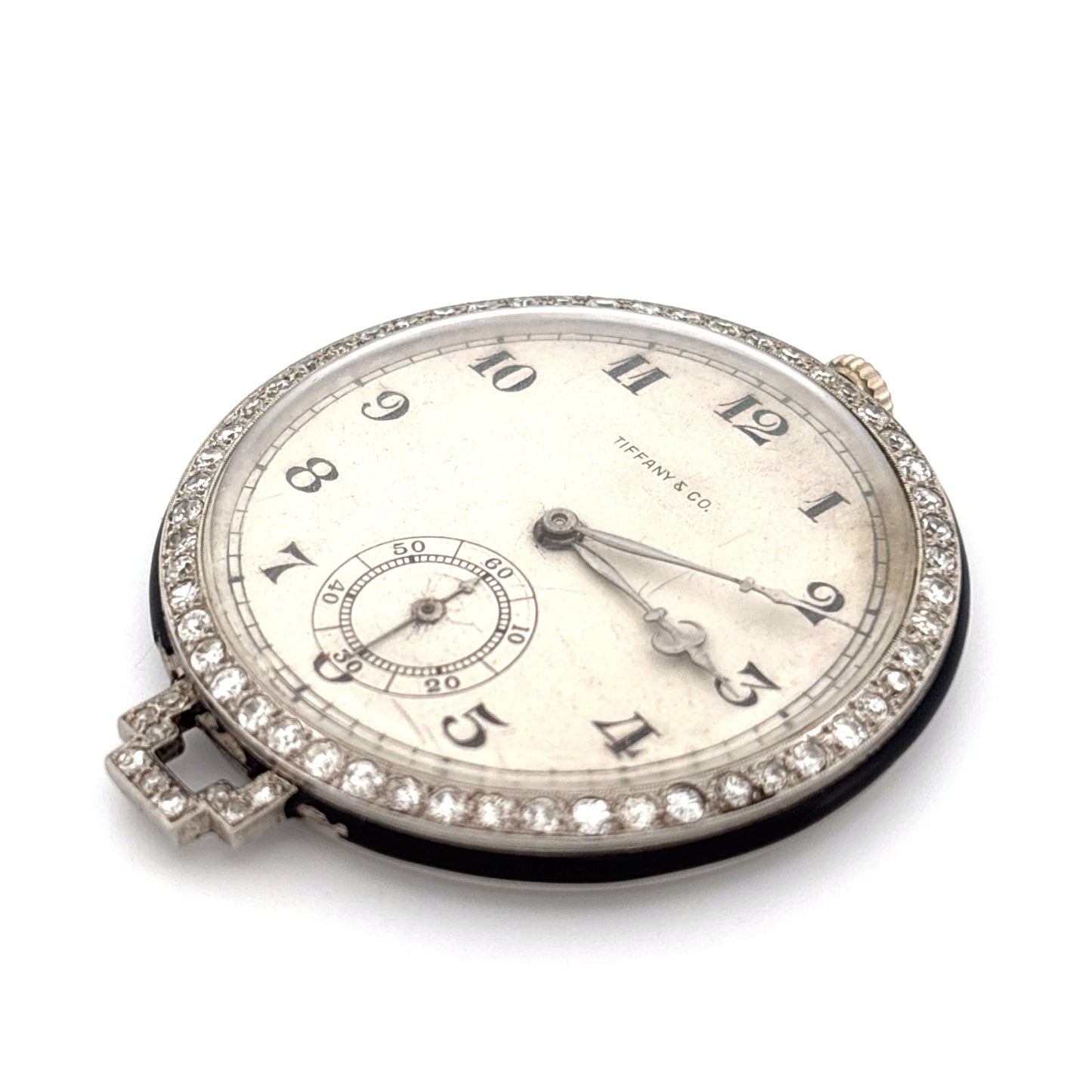 1920s Platinum Tiffany & Co. Diamond Pocket Watch with Chain