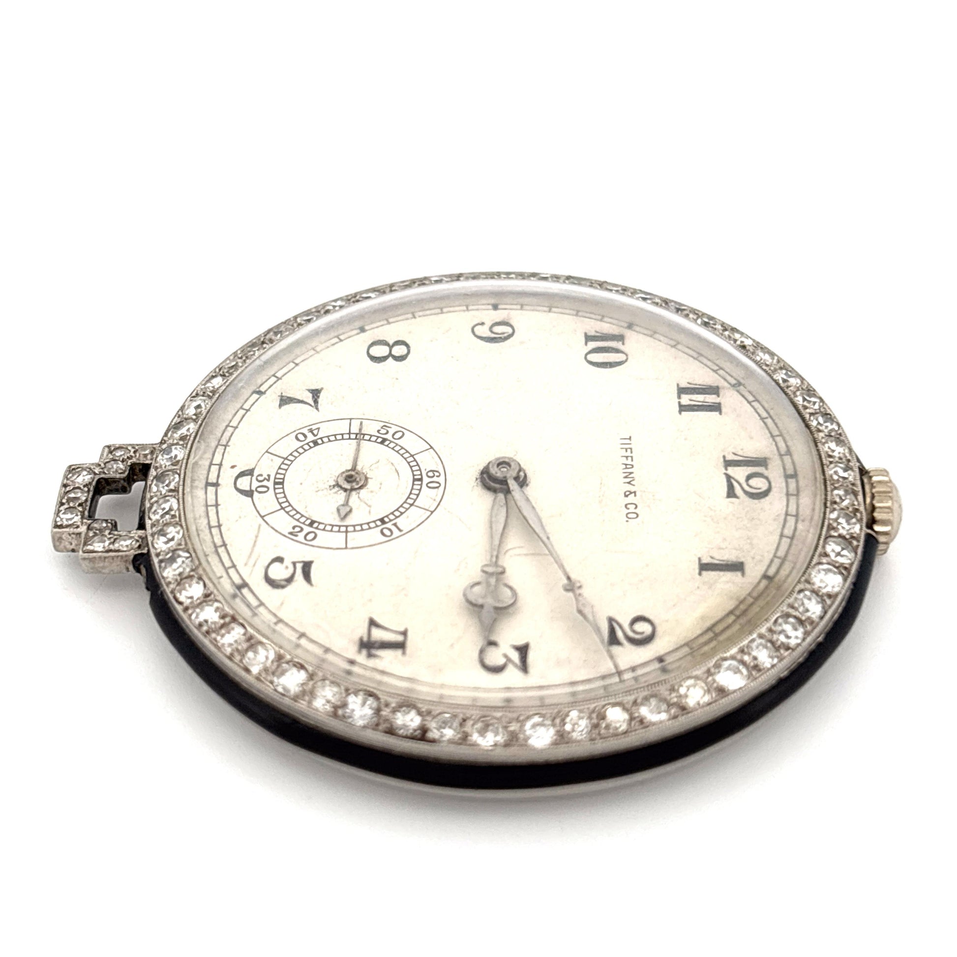 1920s Platinum Tiffany & Co. Diamond Pocket Watch with Chain