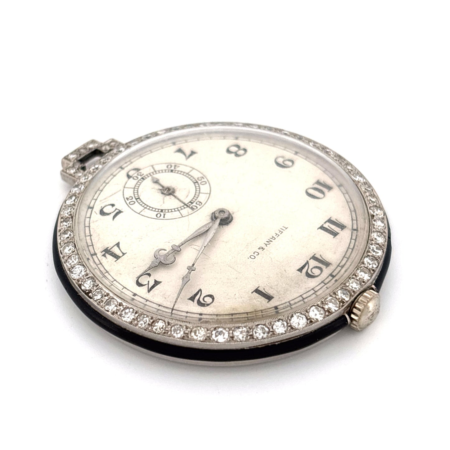 1920s Platinum Tiffany & Co. Diamond Pocket Watch with Chain