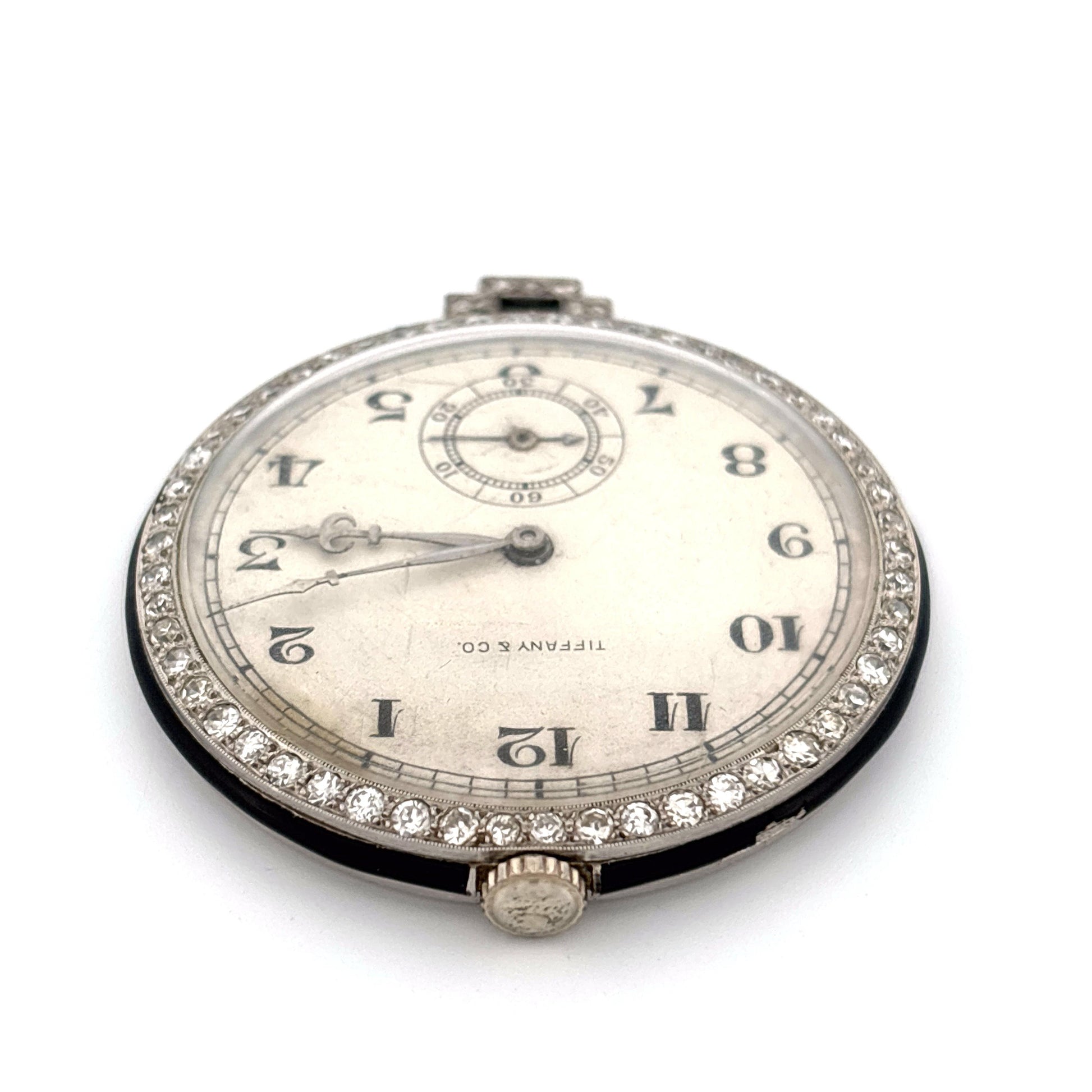 1920s Platinum Tiffany & Co. Diamond Pocket Watch with Chain