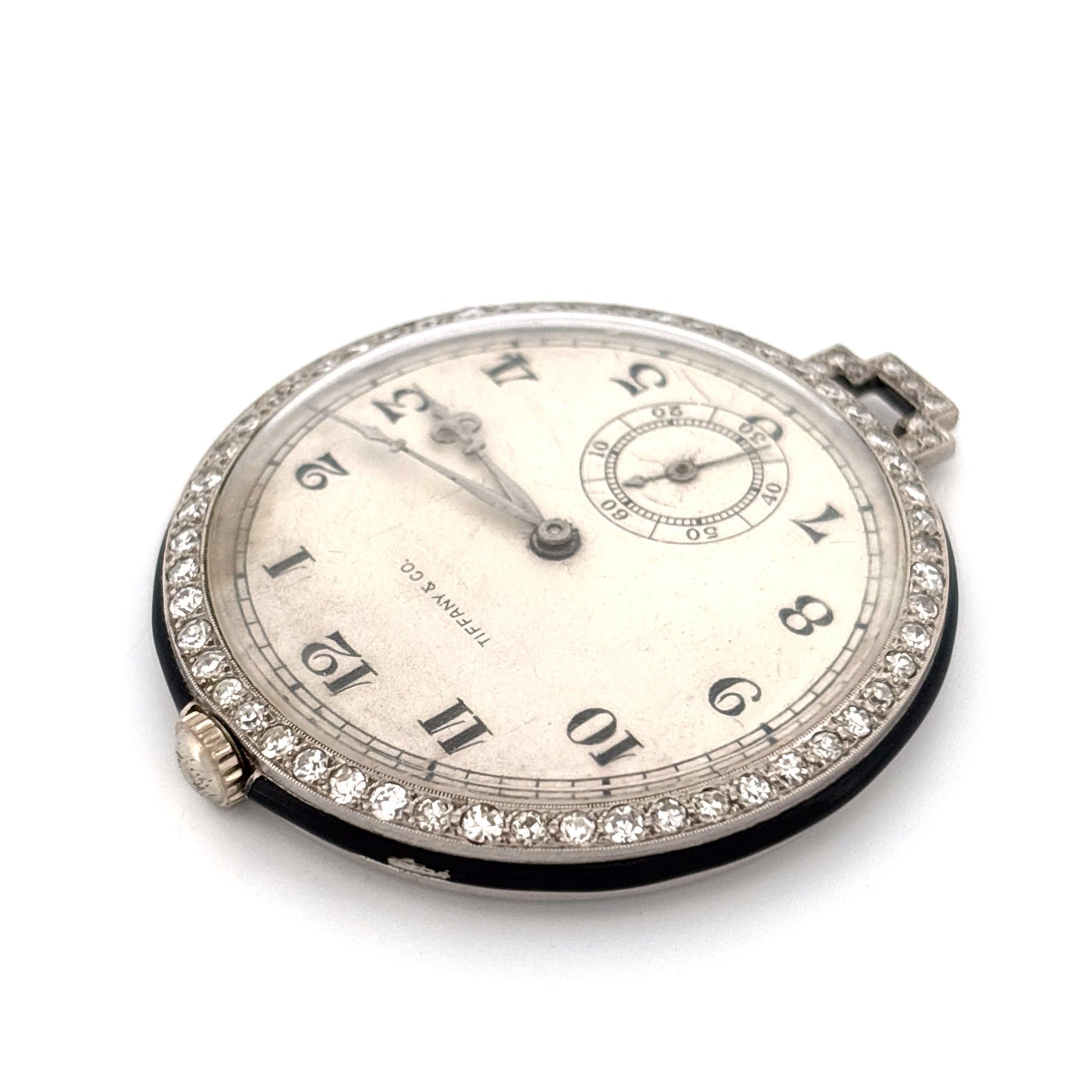 1920s Platinum Tiffany & Co. Diamond Pocket Watch with Chain