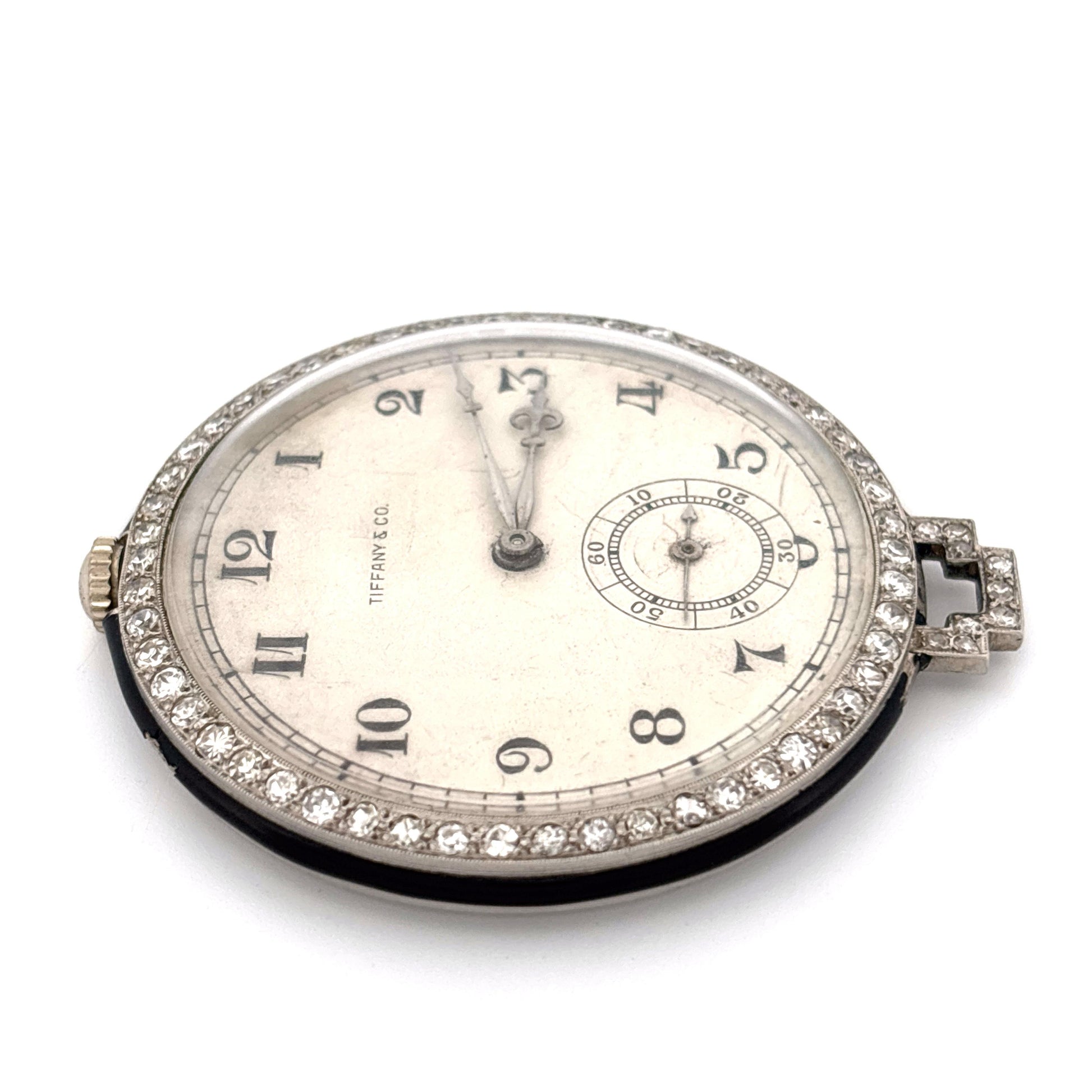 1920s Platinum Tiffany & Co. Diamond Pocket Watch with Chain