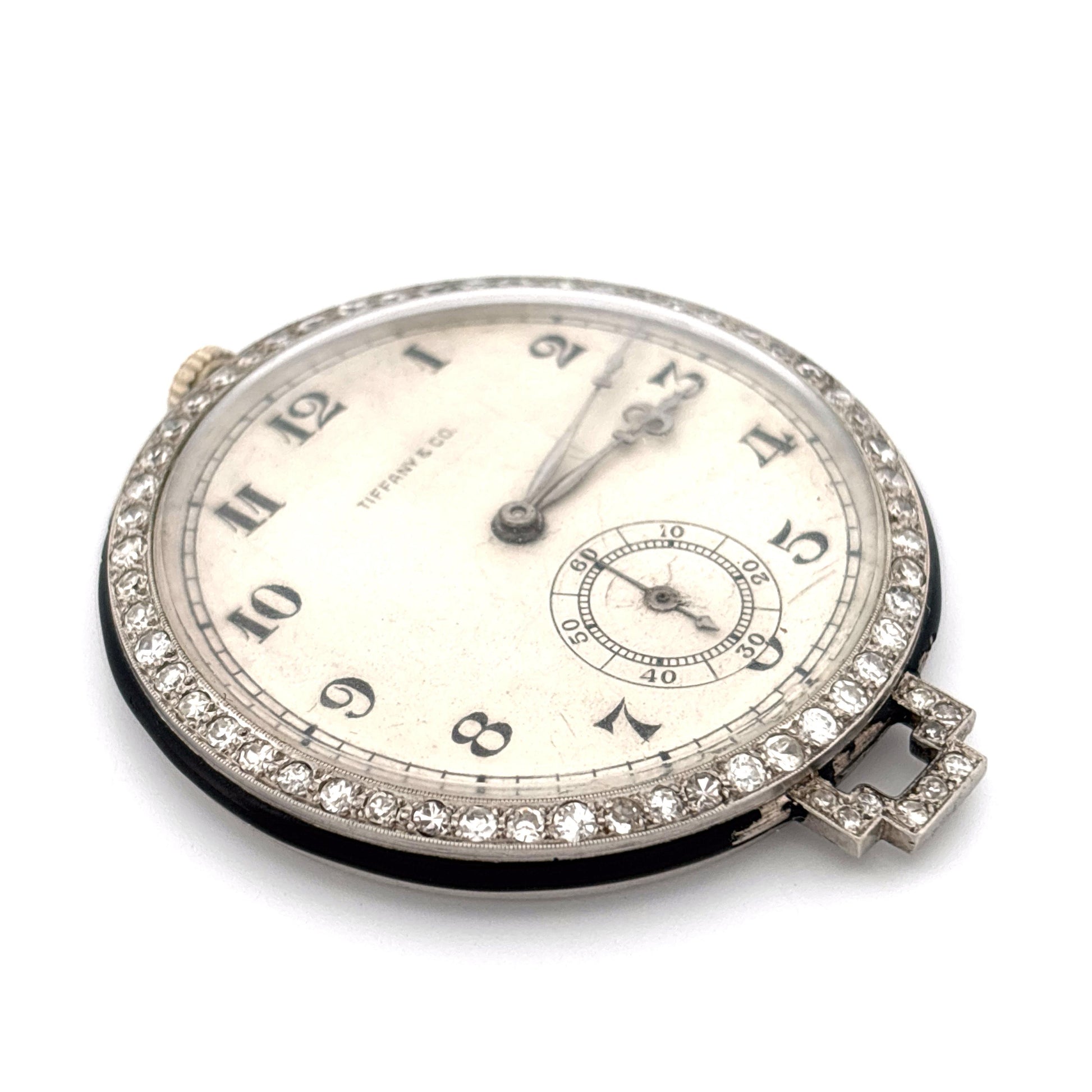 1920s Platinum Tiffany & Co. Diamond Pocket Watch with Chain
