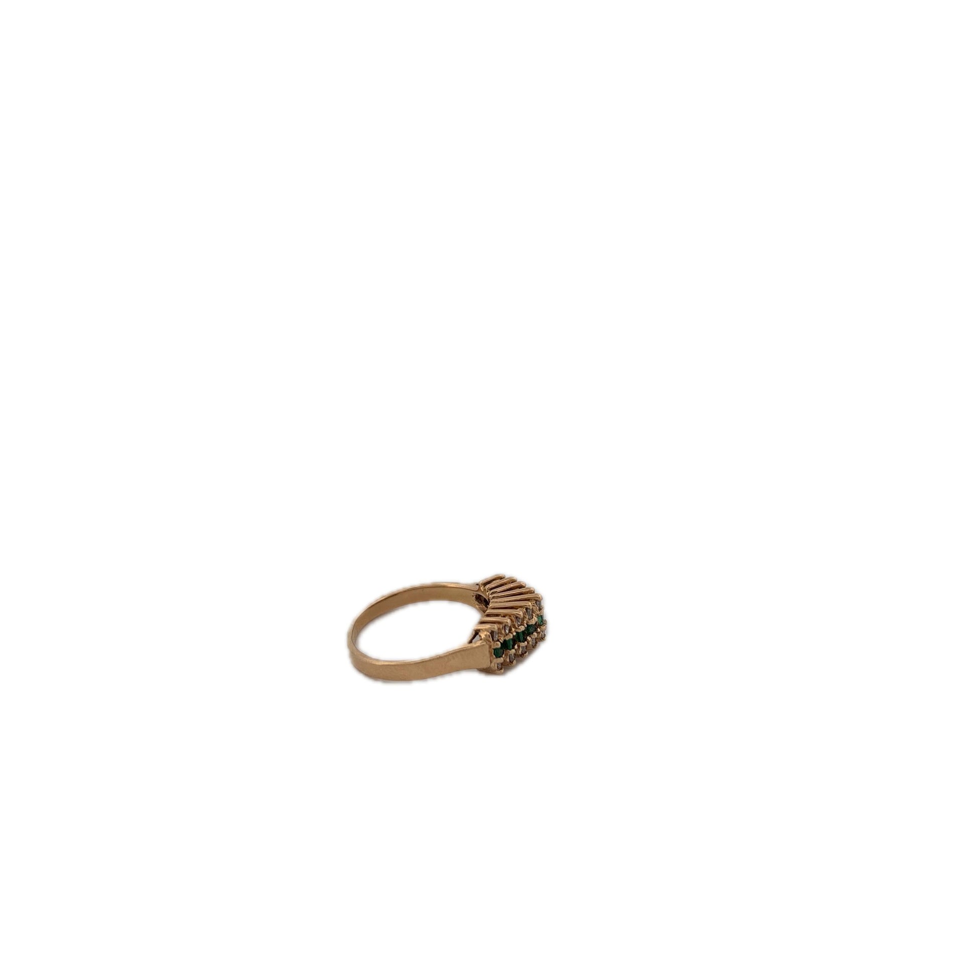 14K Yellow Gold Ring with Emeralds and Diamond