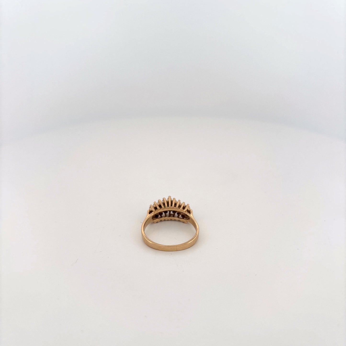 14K Yellow Gold Ring with Emeralds and Diamond