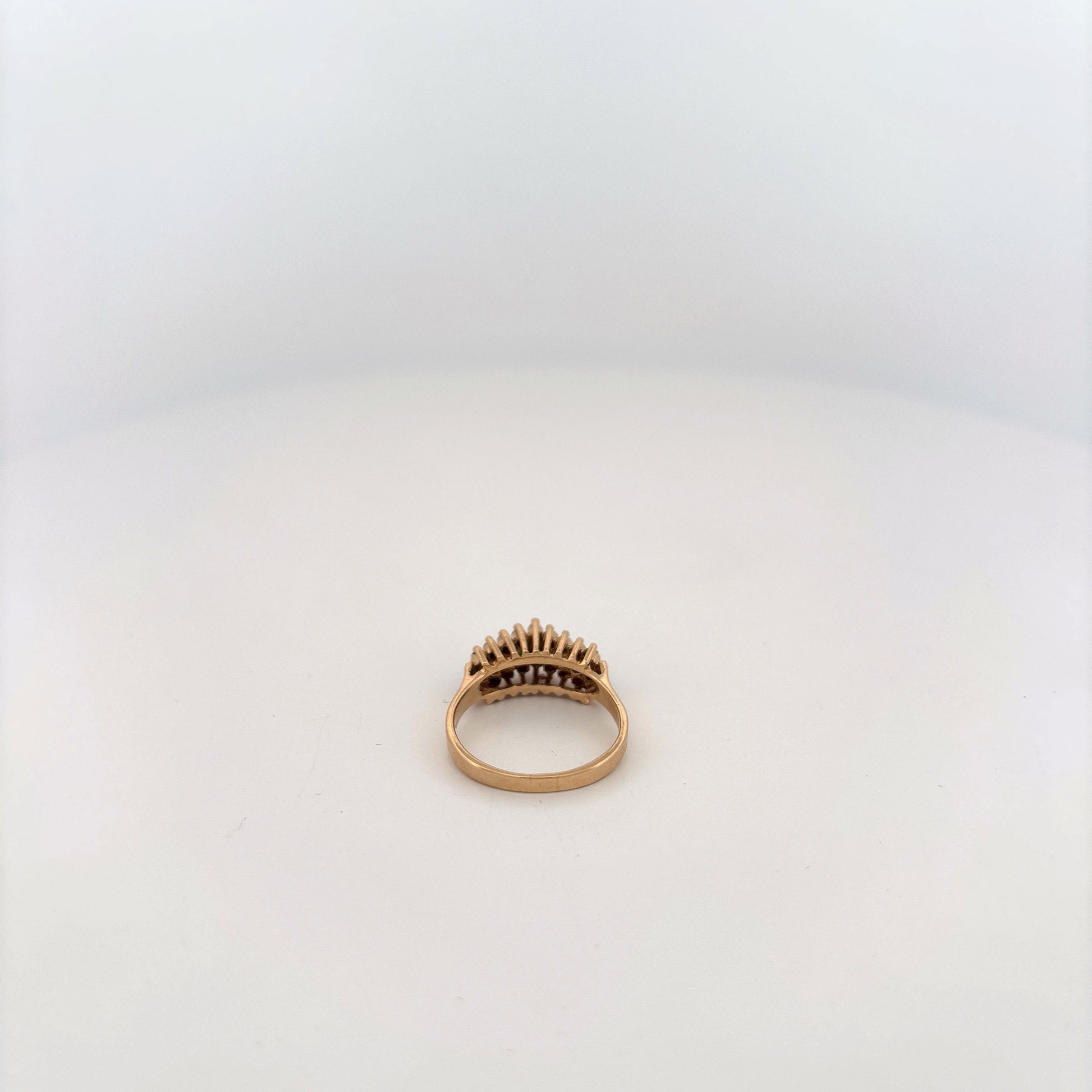 14K Yellow Gold Ring with Emeralds and Diamond