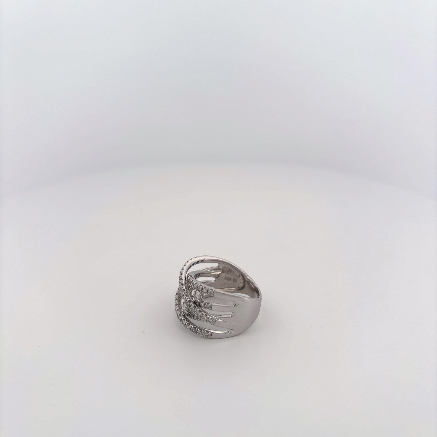 14K White Gold Diamond Criss Cross Bands Ring