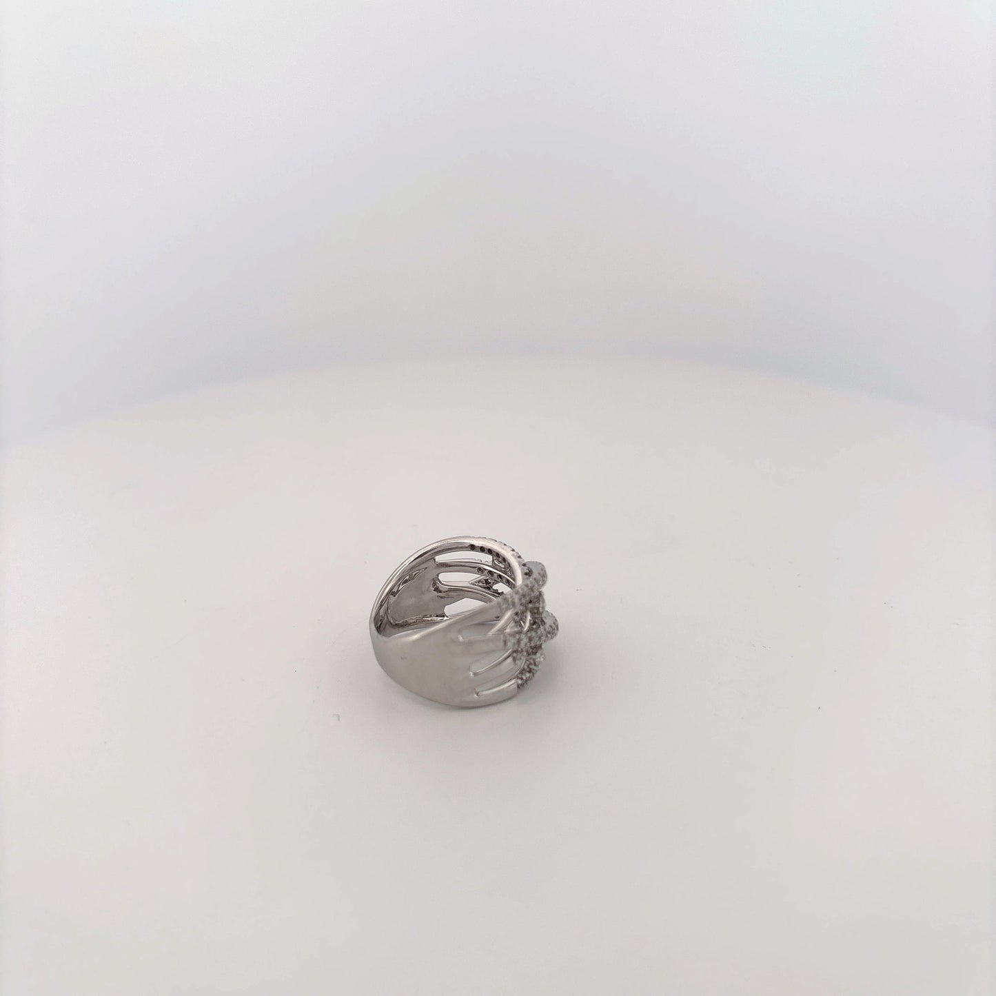 14K White Gold Diamond Criss Cross Bands Ring
