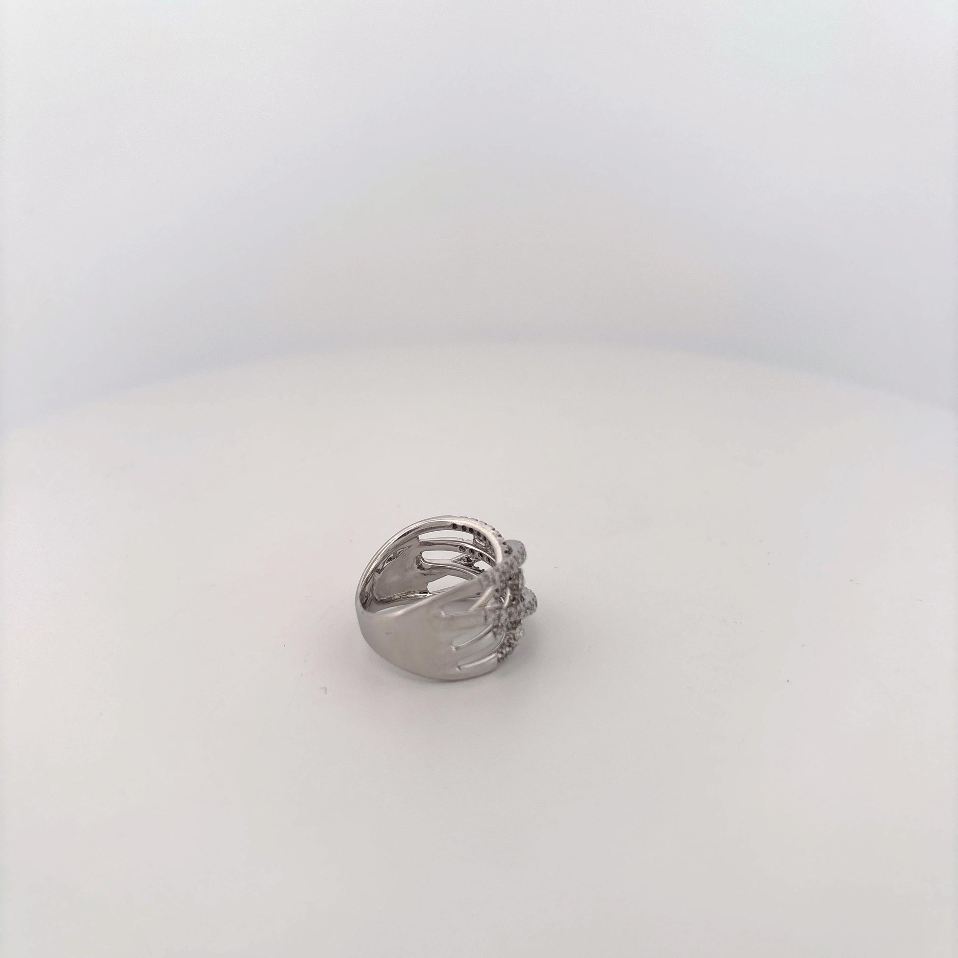 14K White Gold Diamond Criss Cross Bands Ring