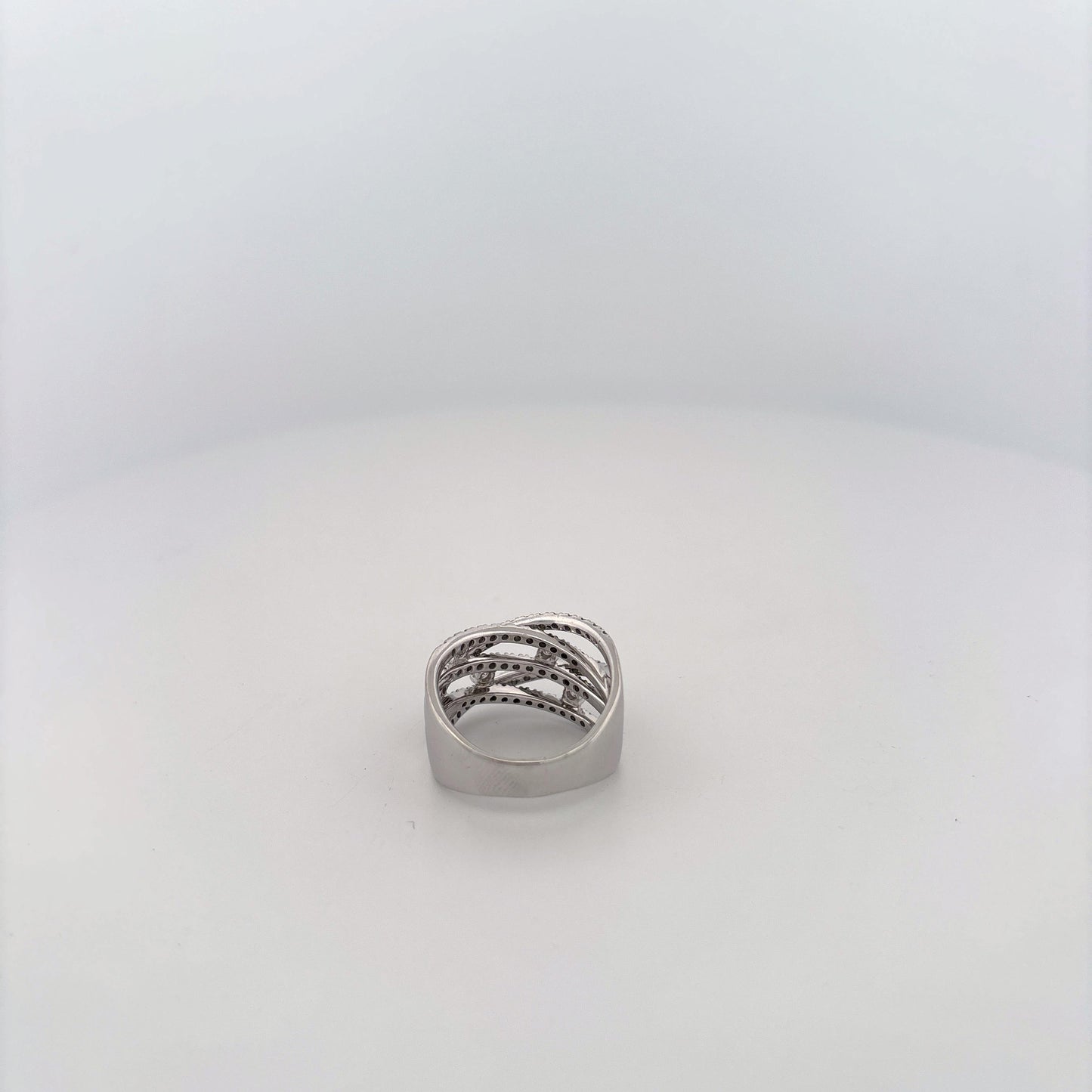 14K White Gold Diamond Criss Cross Bands Ring