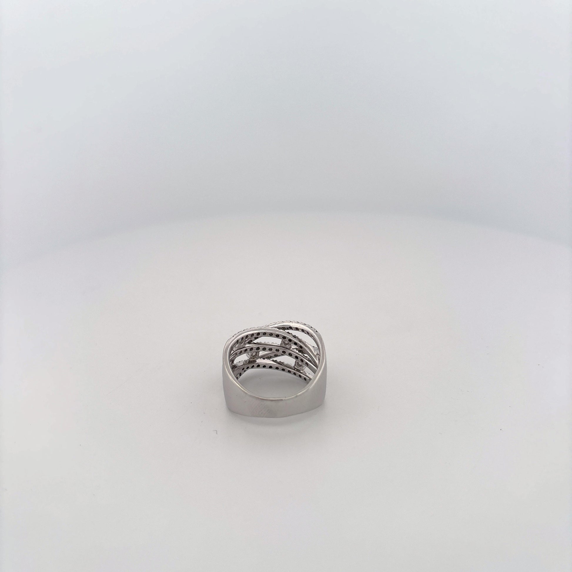 14K White Gold Diamond Criss Cross Bands Ring