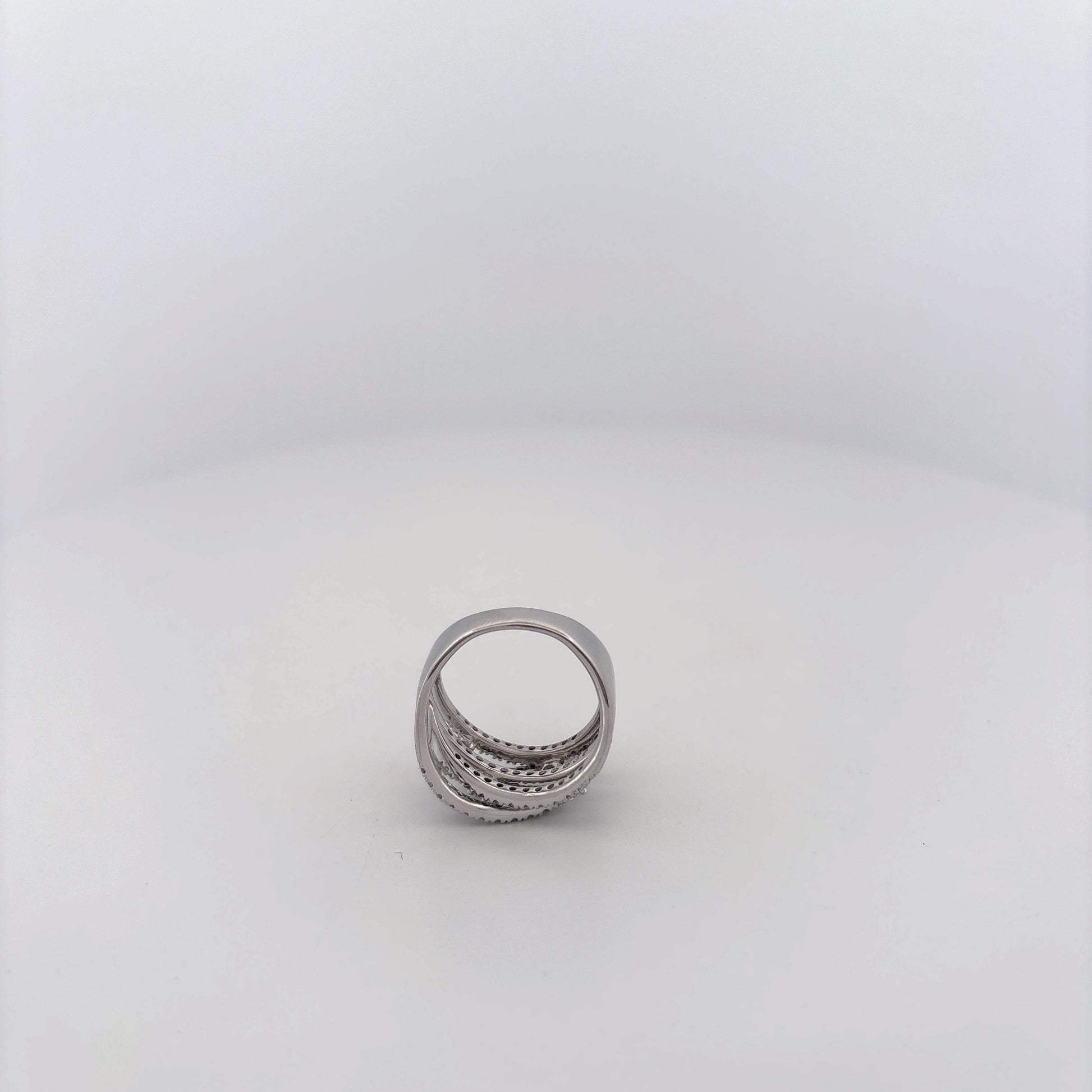 14K White Gold Diamond Criss Cross Bands Ring