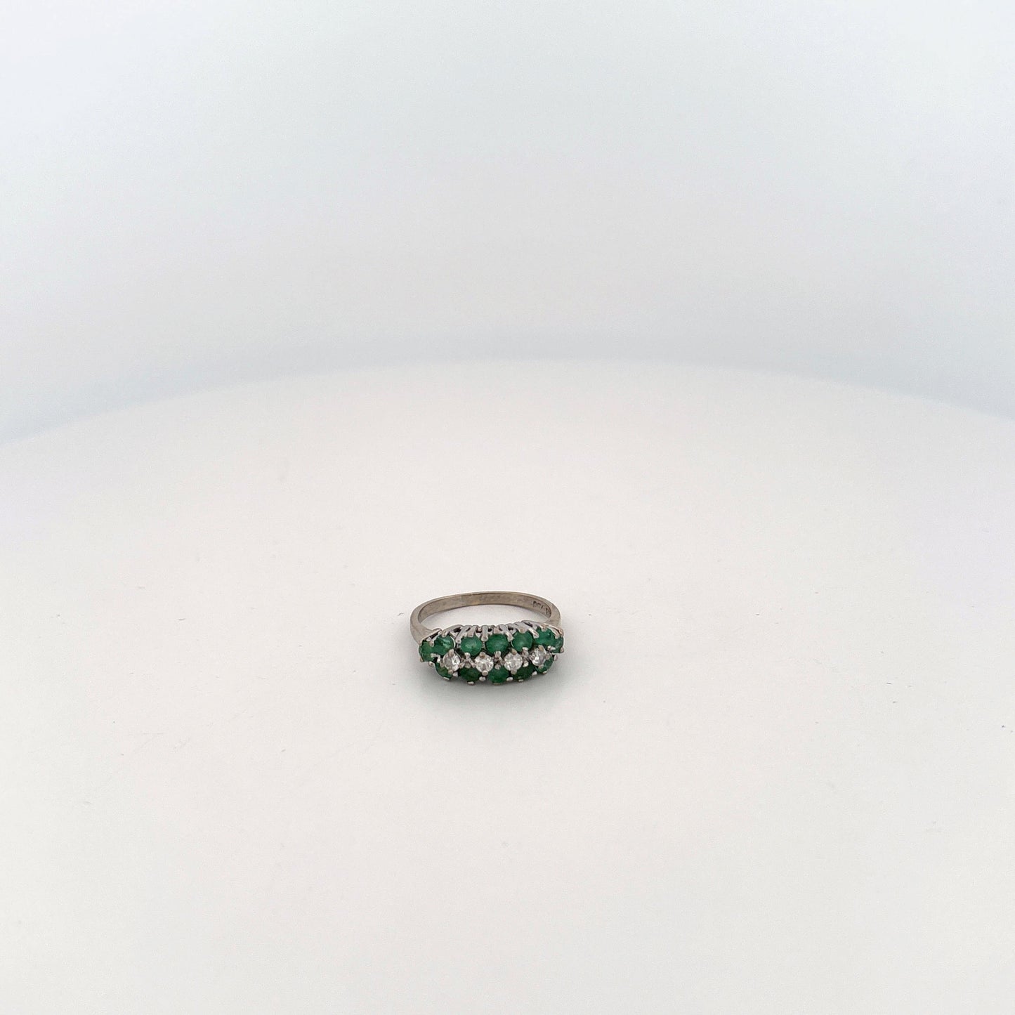 18K White Gold Emerald and Diamond Ring