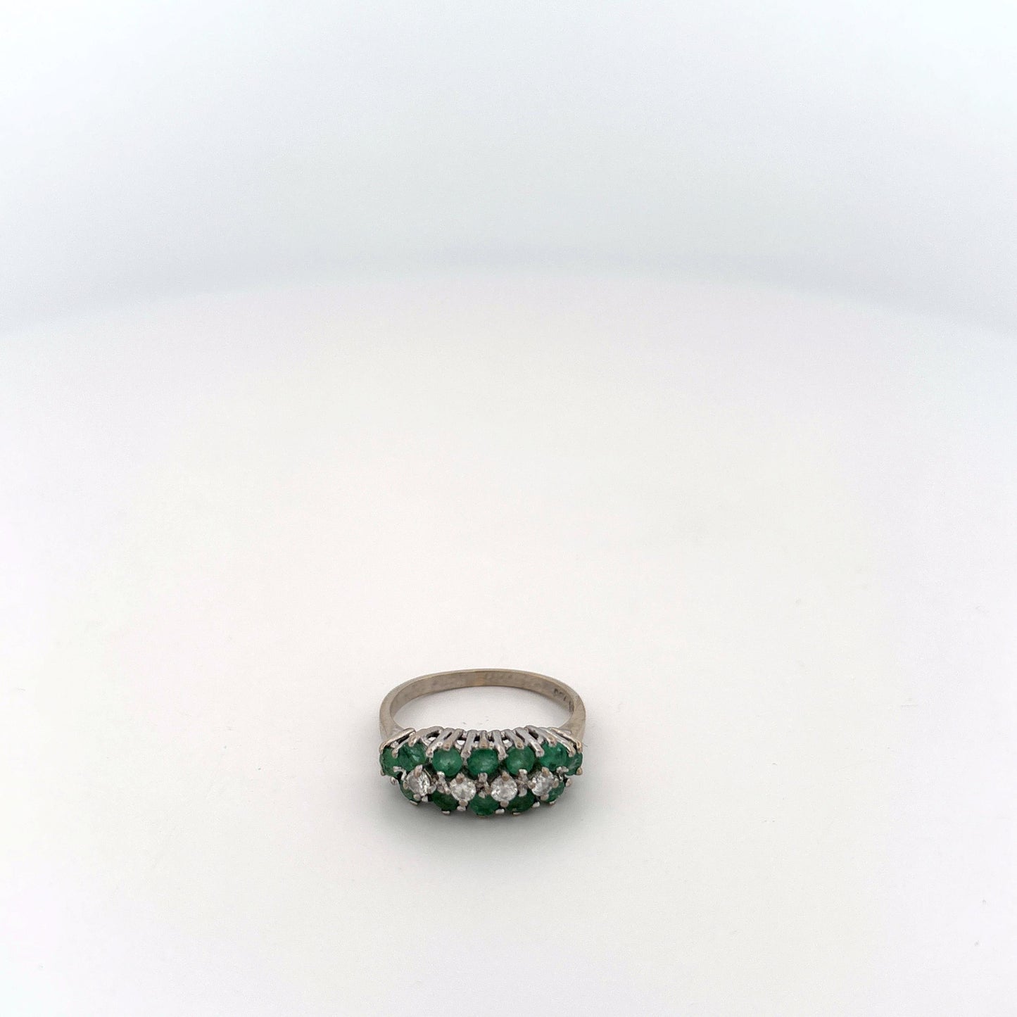 18K White Gold Emerald and Diamond Ring