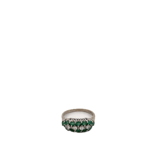 18K White Gold Emerald and Diamond Ring