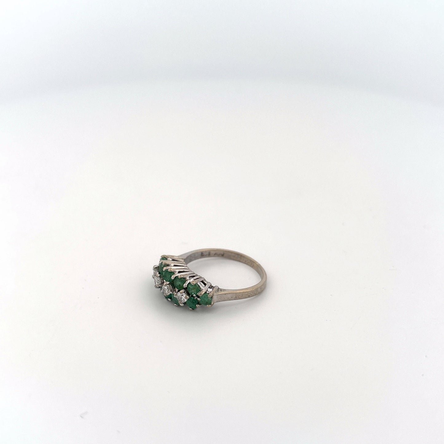 18K White Gold Emerald and Diamond Ring