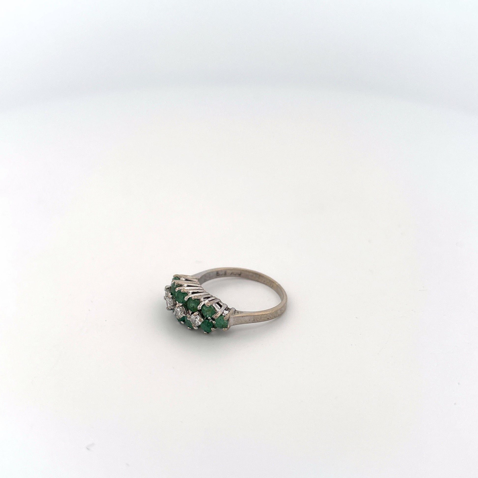 18K White Gold Emerald and Diamond Ring