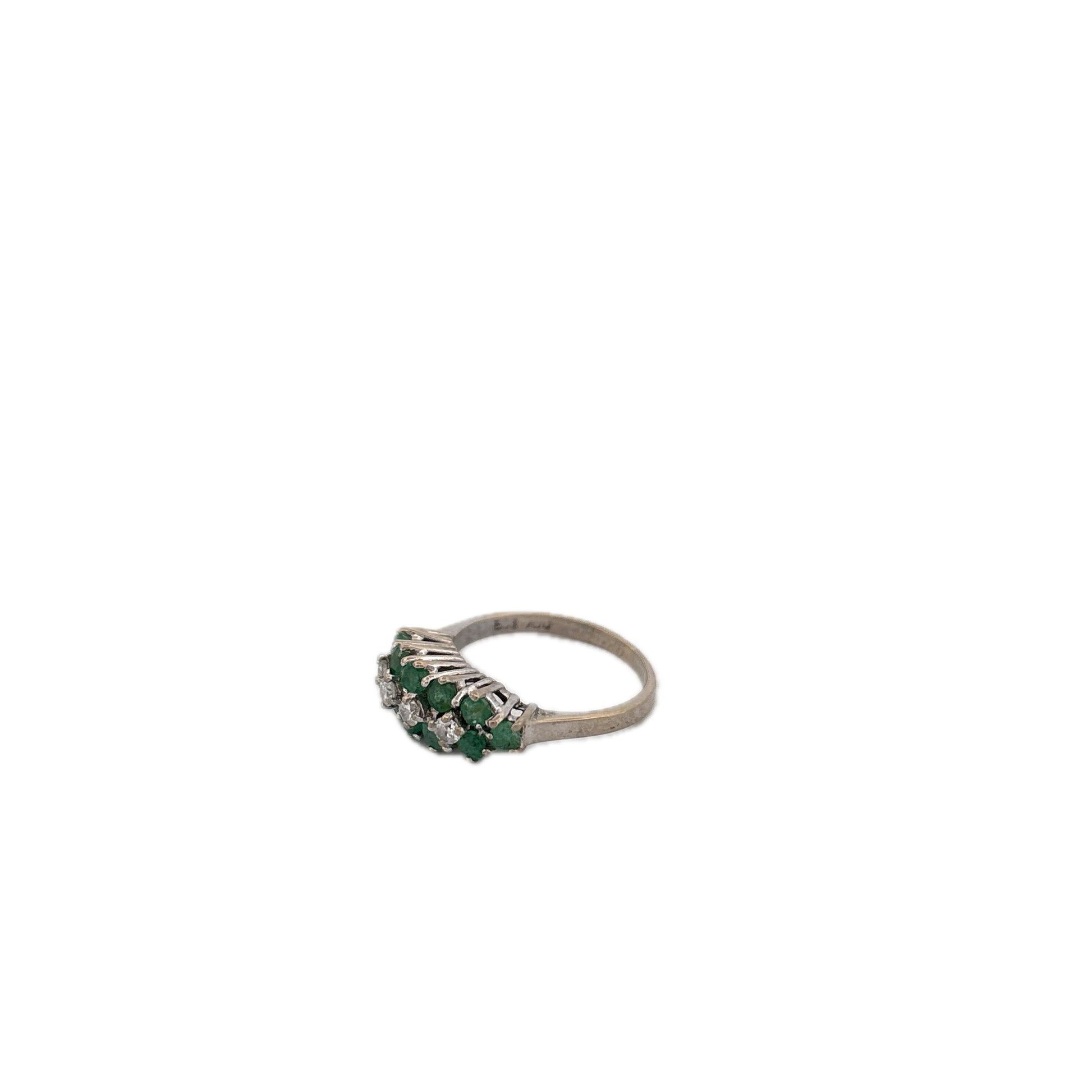 18K White Gold Emerald and Diamond Ring