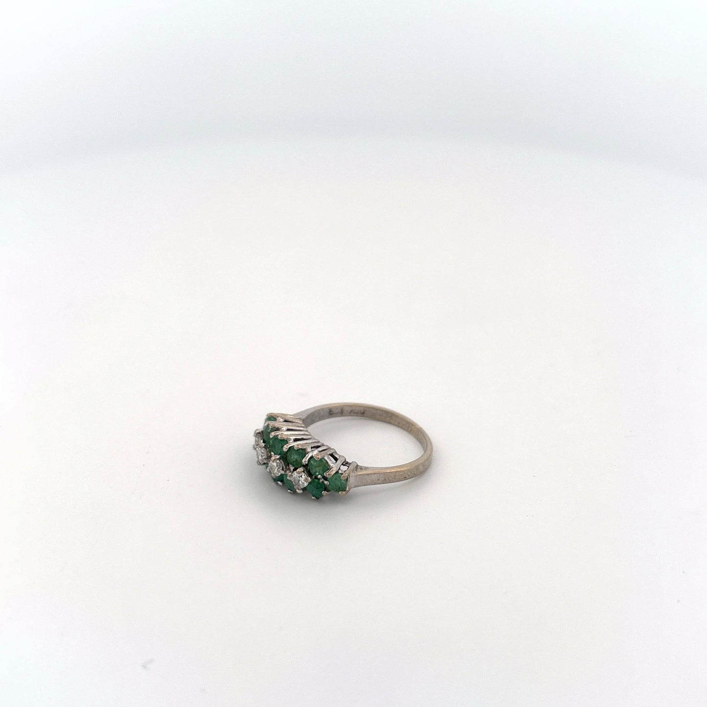 18K White Gold Emerald and Diamond Ring