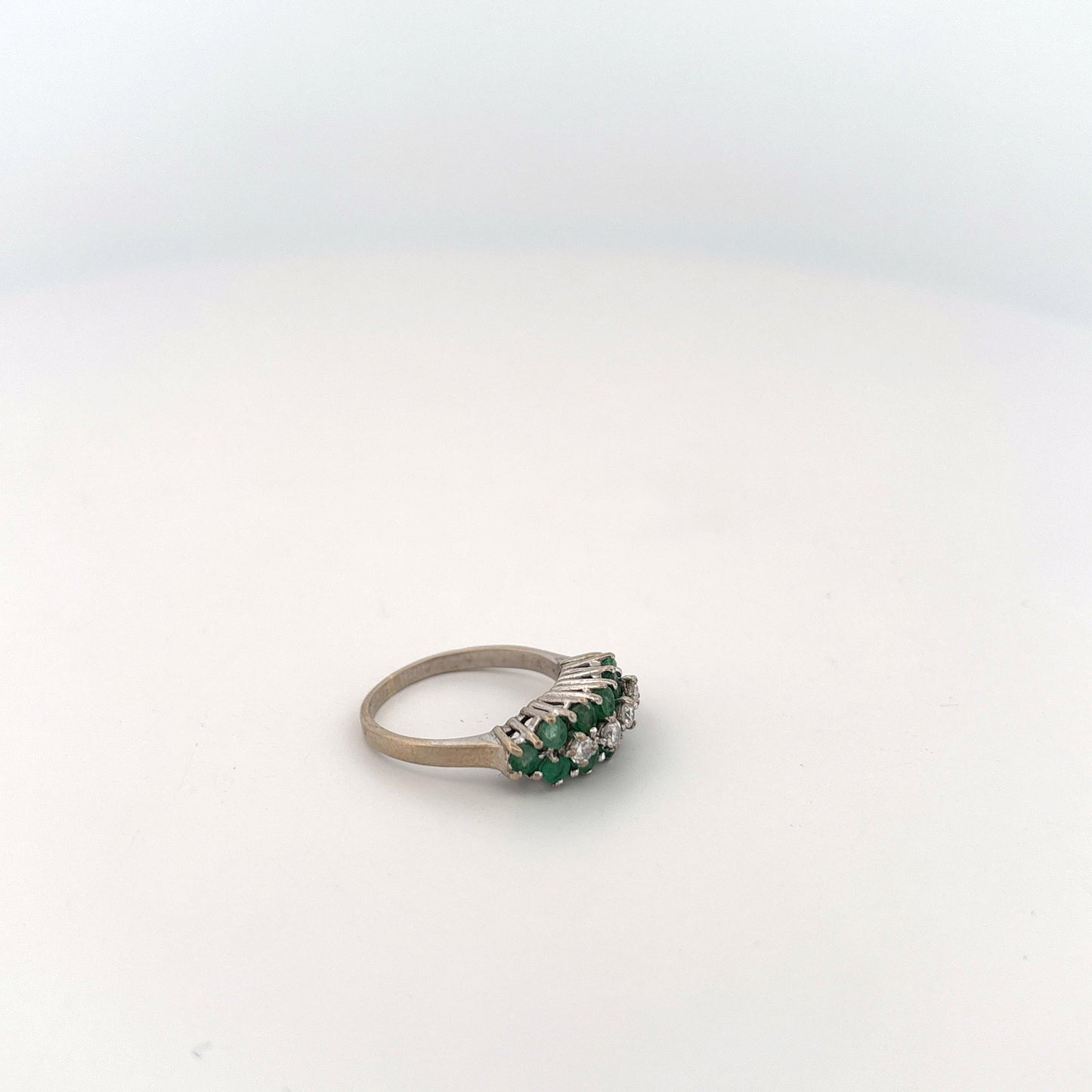 18K White Gold Emerald and Diamond Ring