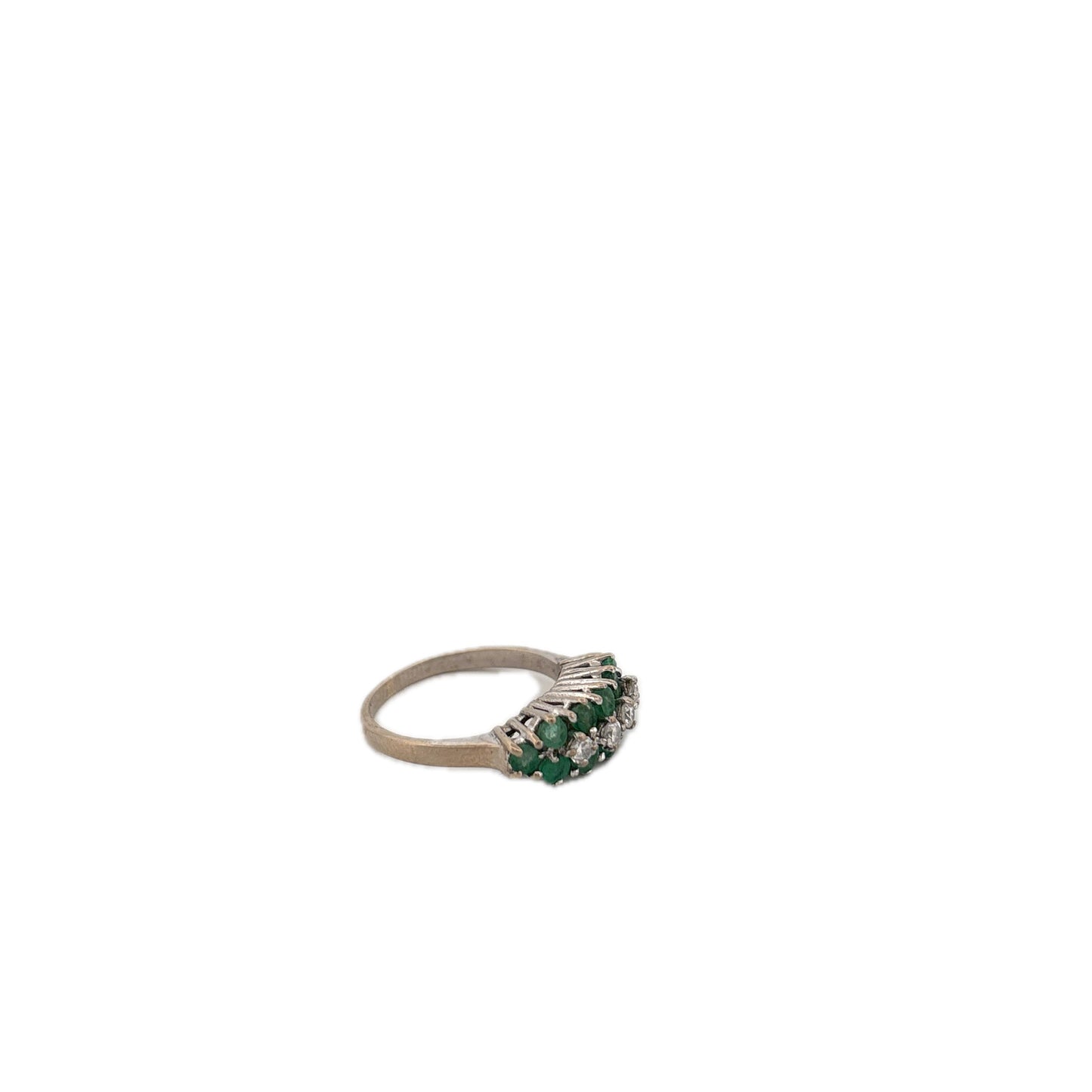 18K White Gold Emerald and Diamond Ring